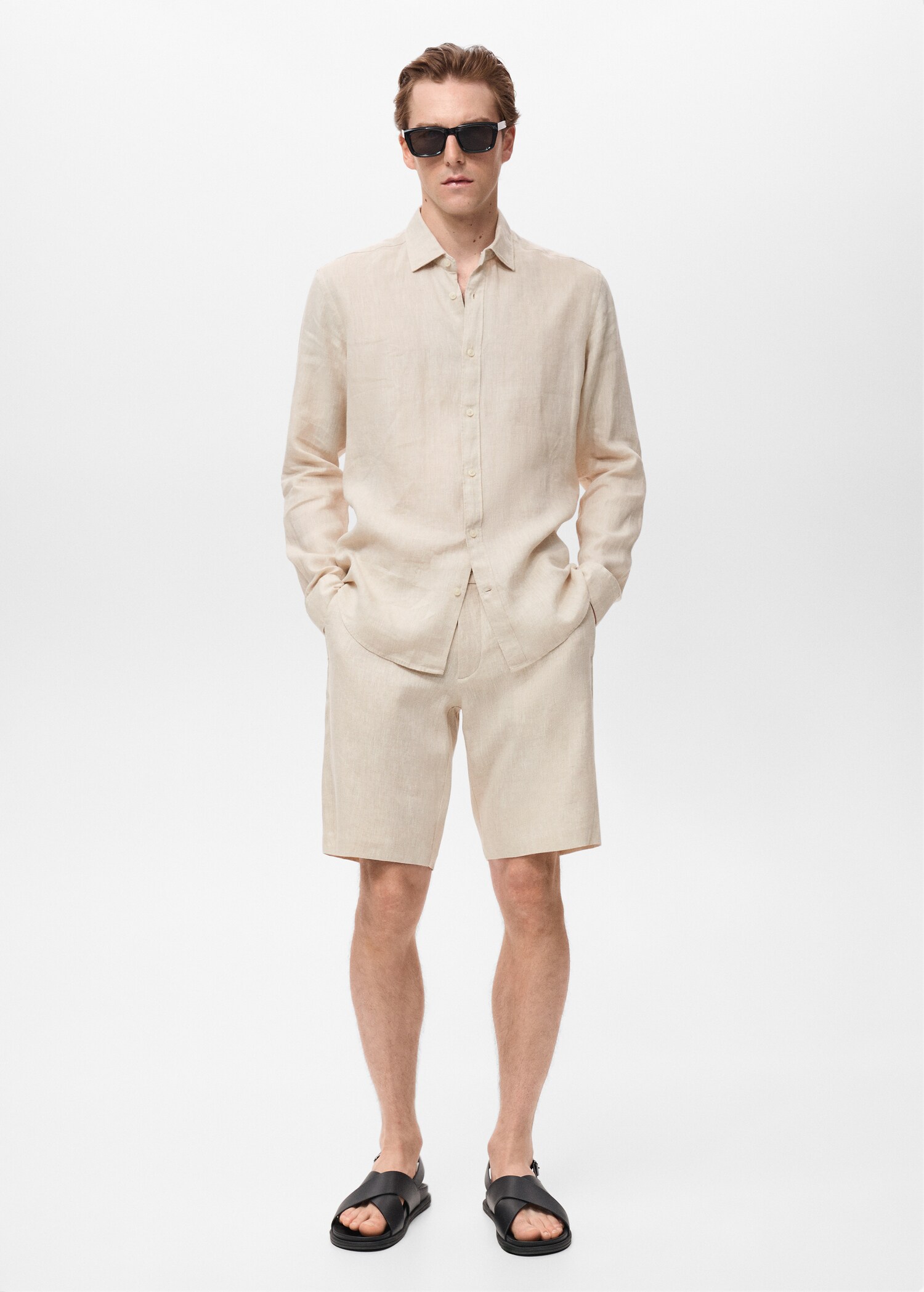 Bermuda slim-fit 100 % lin - Plan général