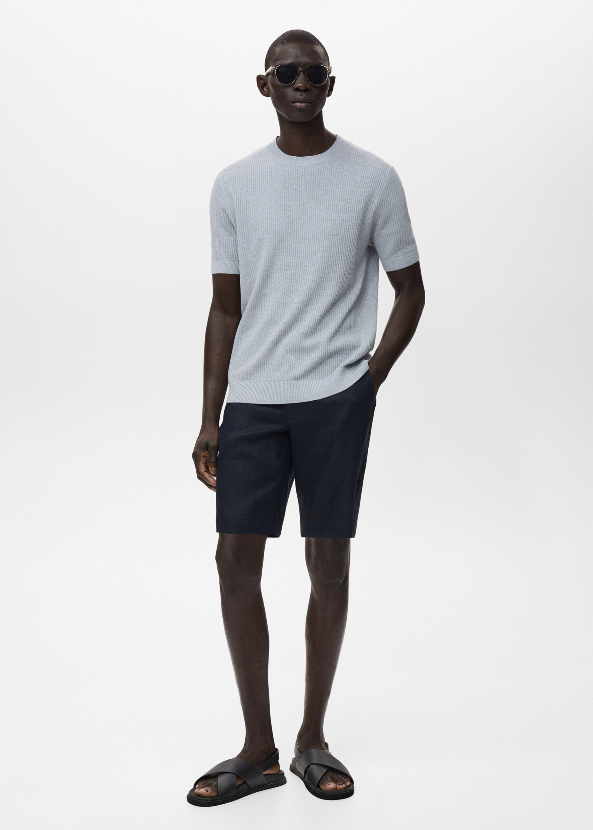 Bermuda slim-fit 100 % lin - Plan général