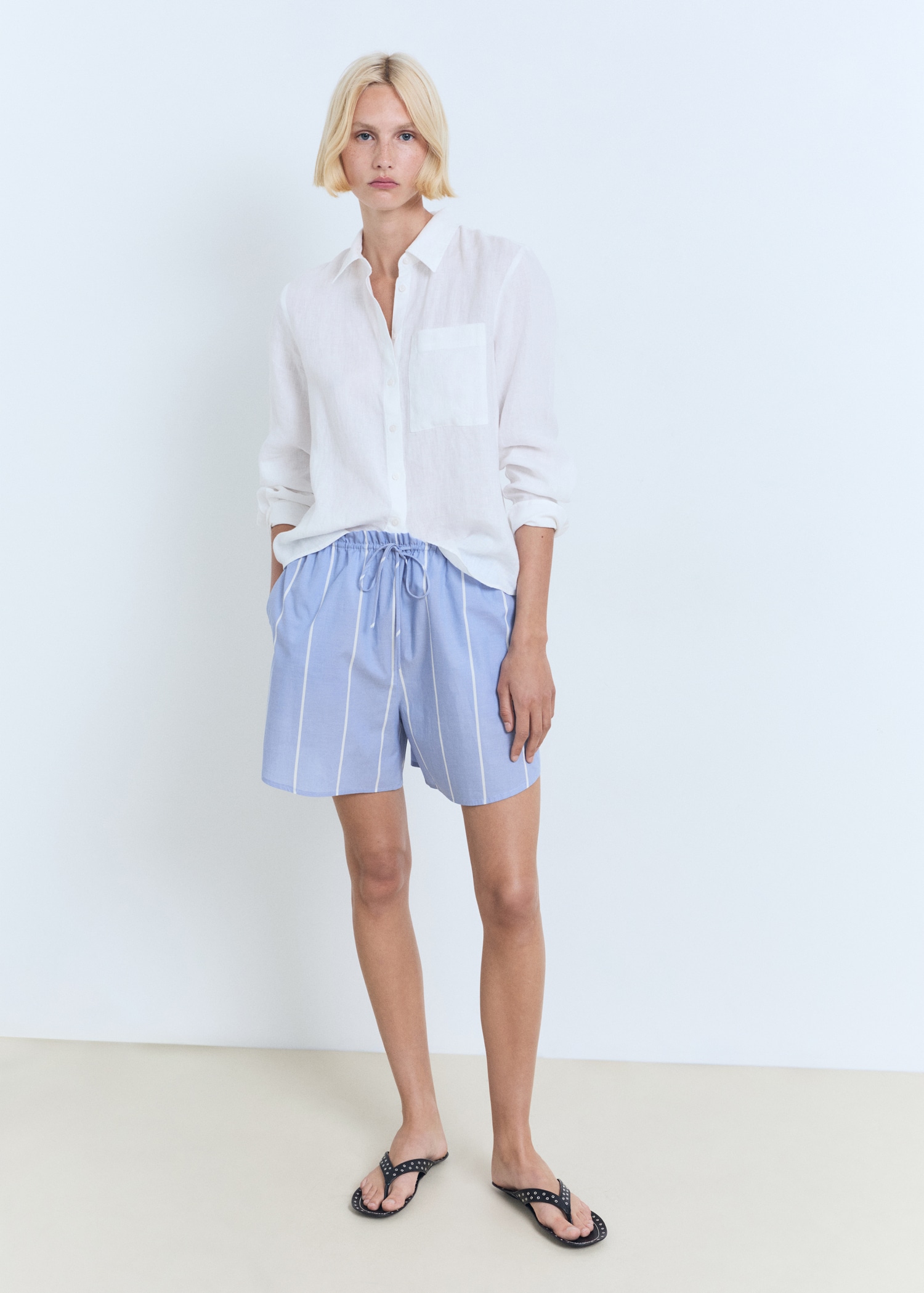 Randiga bomullsshorts - Allmän bild
