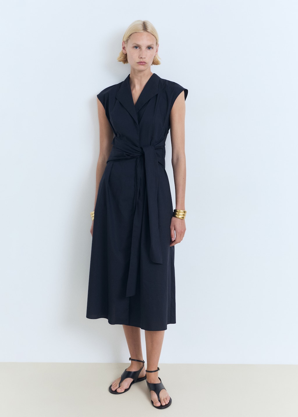 Knot detail shirt dress