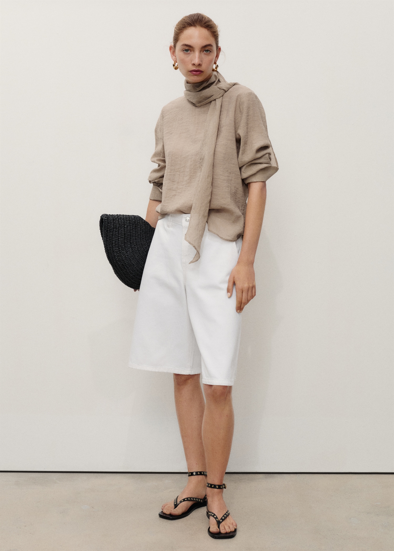 Straight denim jorts - Women | MANGO USA