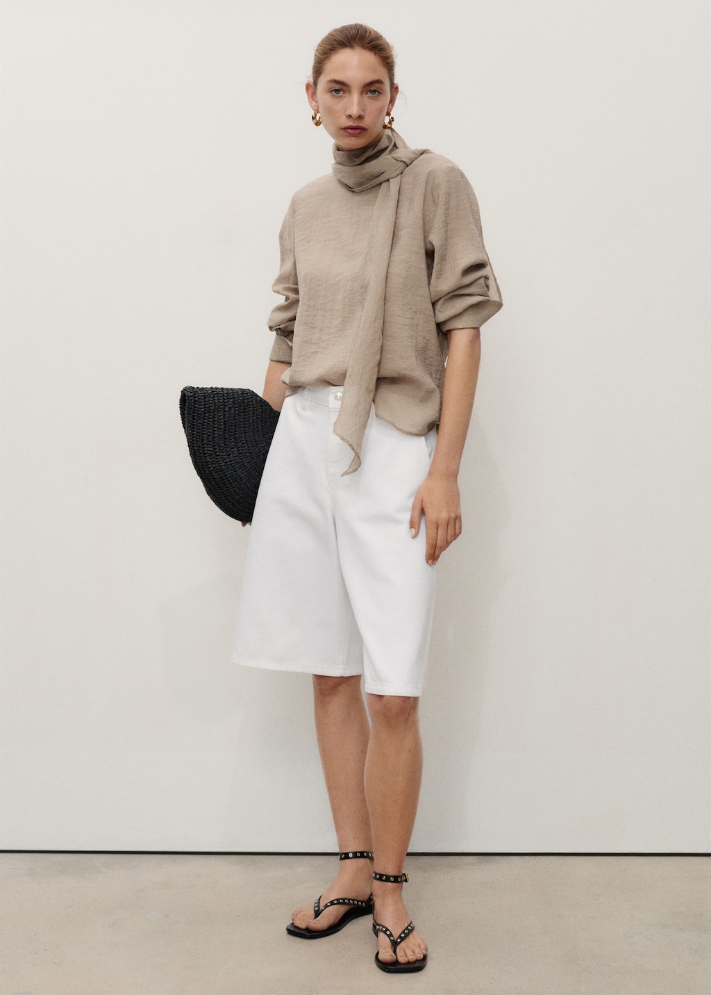 Mid-rise denim bermuda jorts