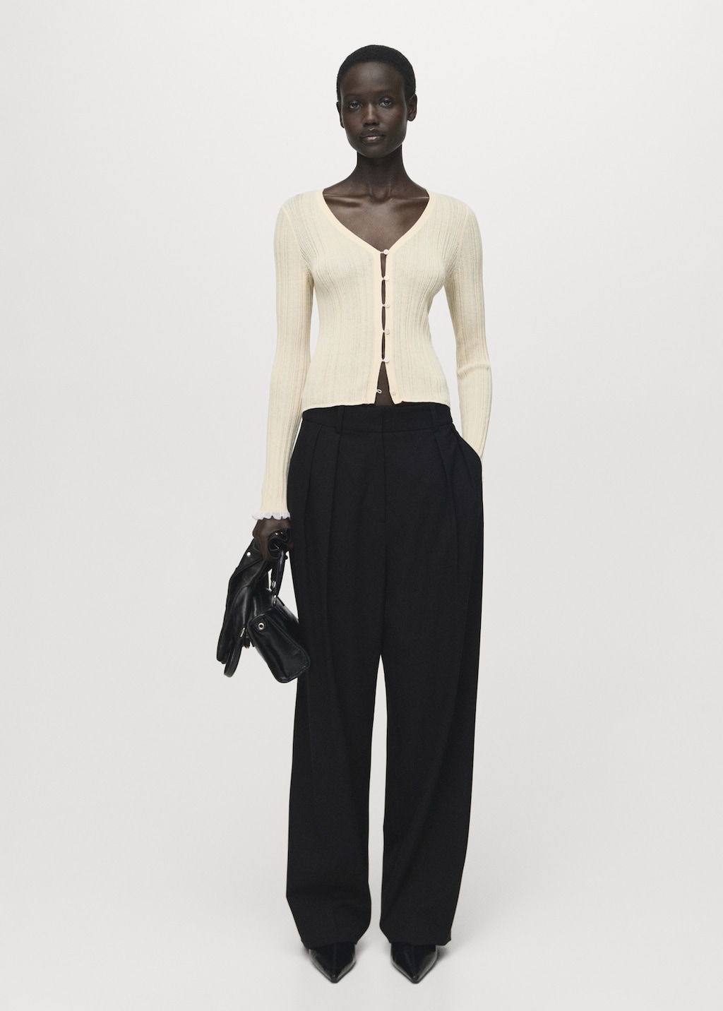 Mango Contrast trim cardigan