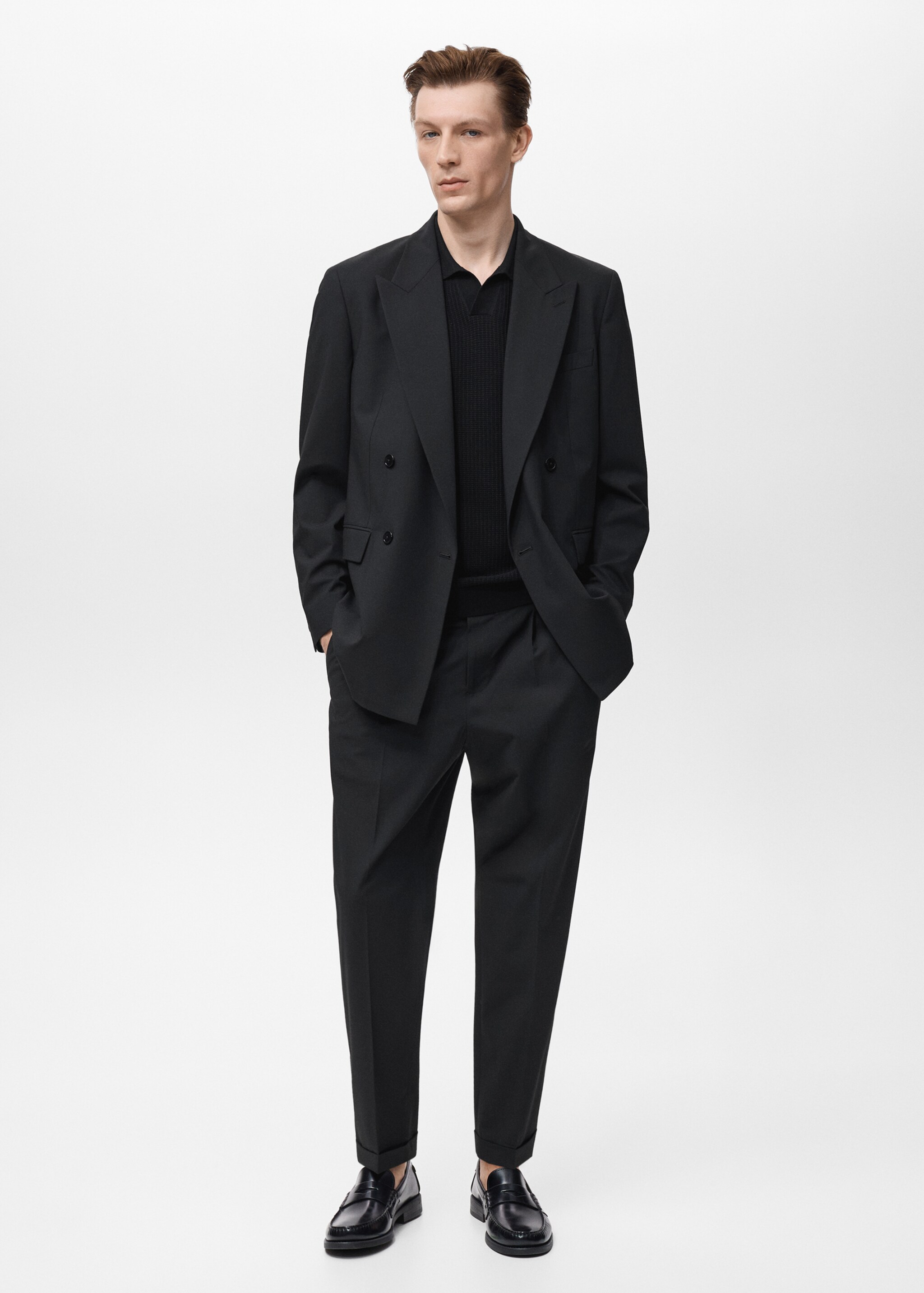 Boston regular-fit double-breasted suit jacket - General plane