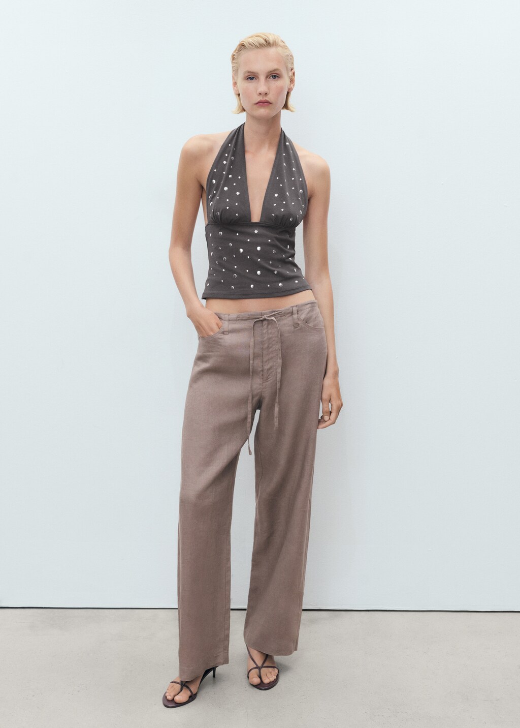 Mango Halter top with metallic appliqués thumbnail