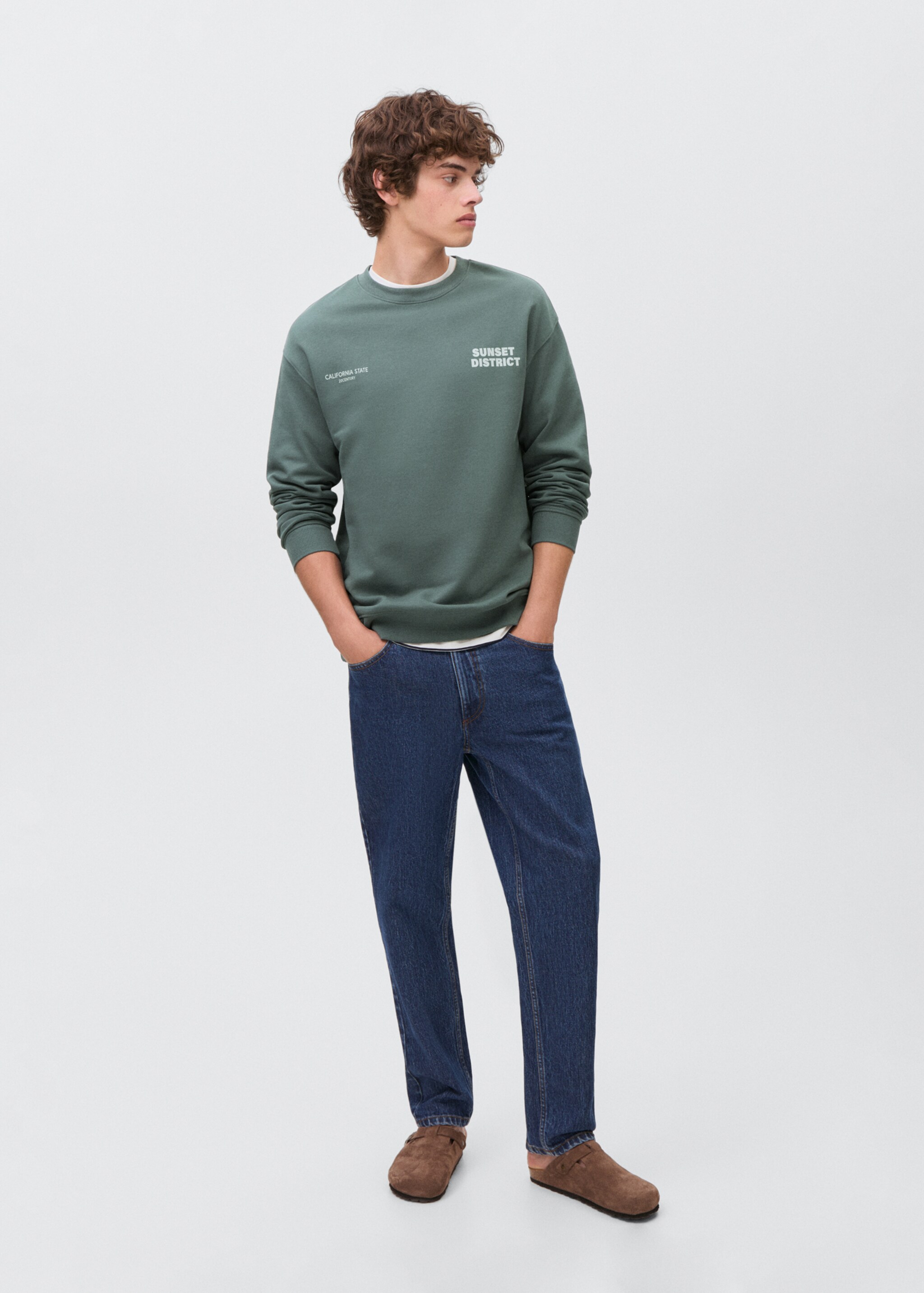 Baumwoll-Sweatshirt mit kombiniertem Printmuster - Allgemeine Ansicht