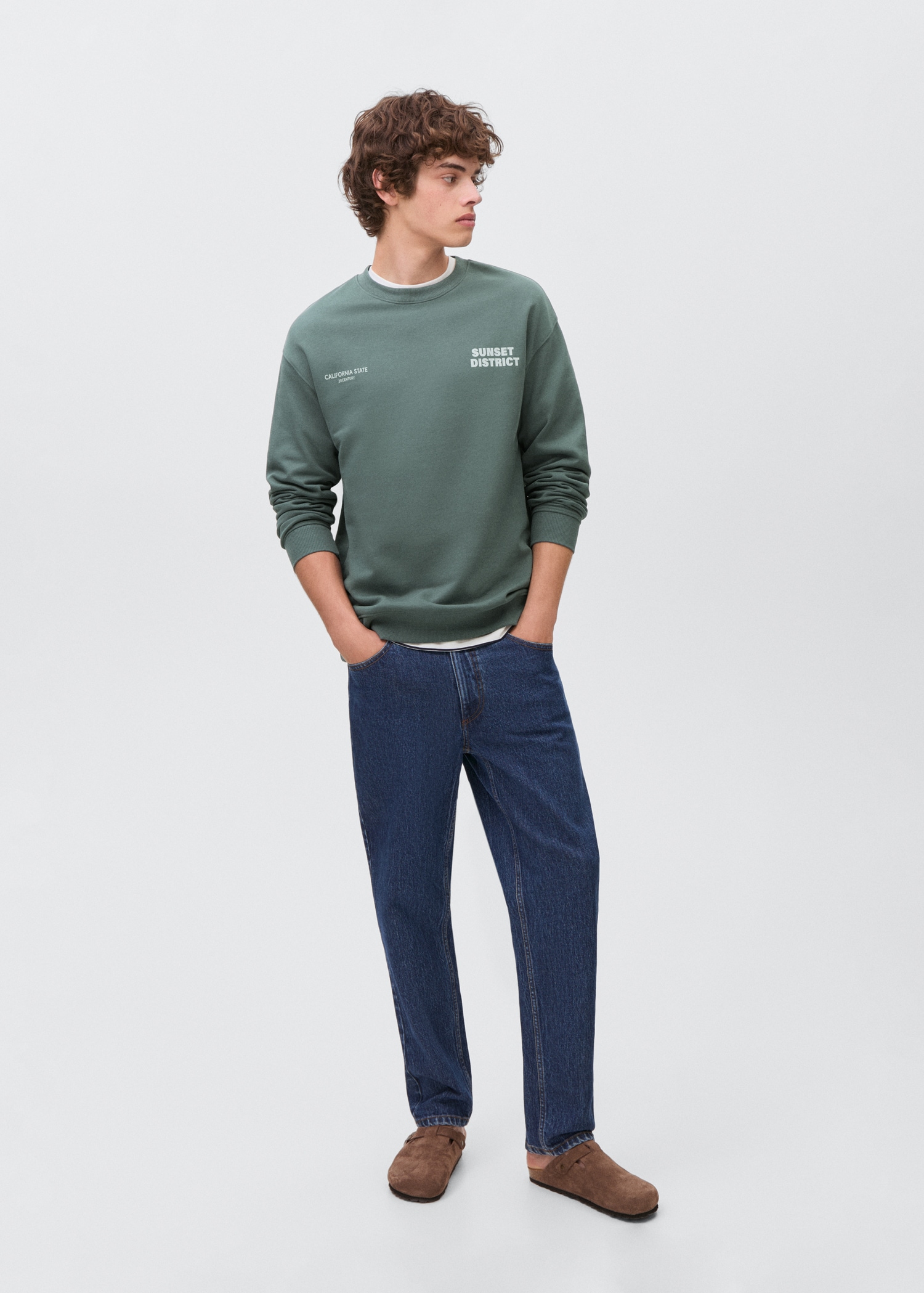 Baumwoll-Sweatshirt mit kombiniertem Printmuster - Allgemeine Ansicht