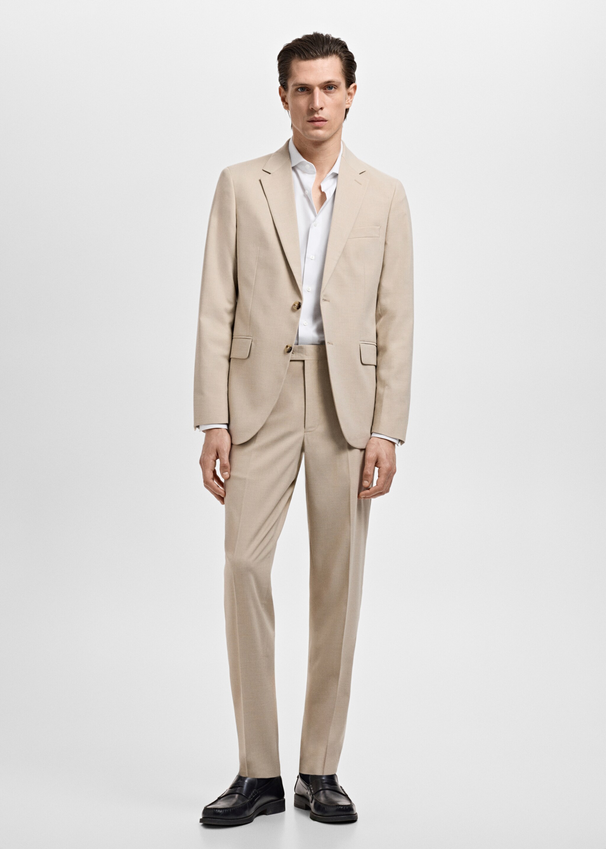 Camisa de fato de algodão e popelina slim fit - Plano geral