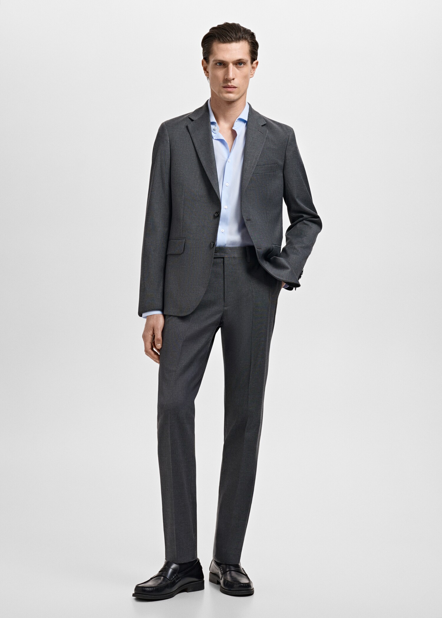 Chemise costume slim-fit popeline coton - Plan général