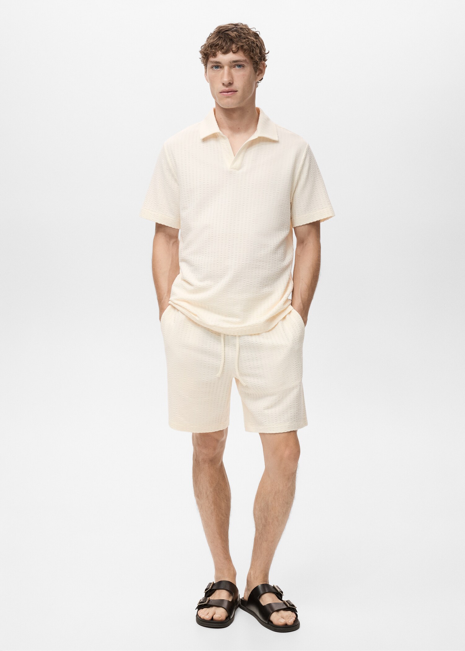 Poloshirt aus Seersucker-Baumwolle - Allgemeine Ansicht