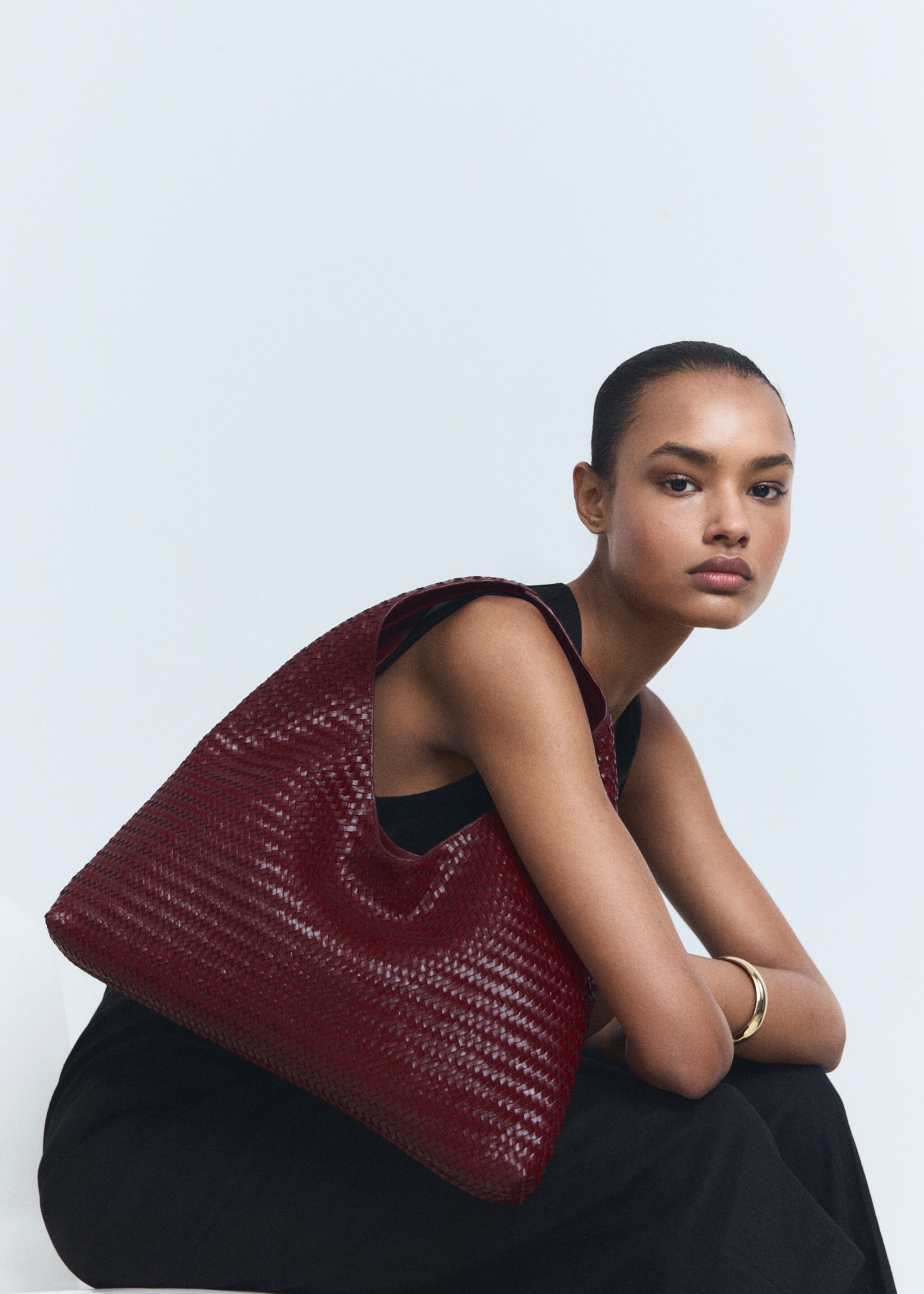 Braided leather shoulder bag - General plane