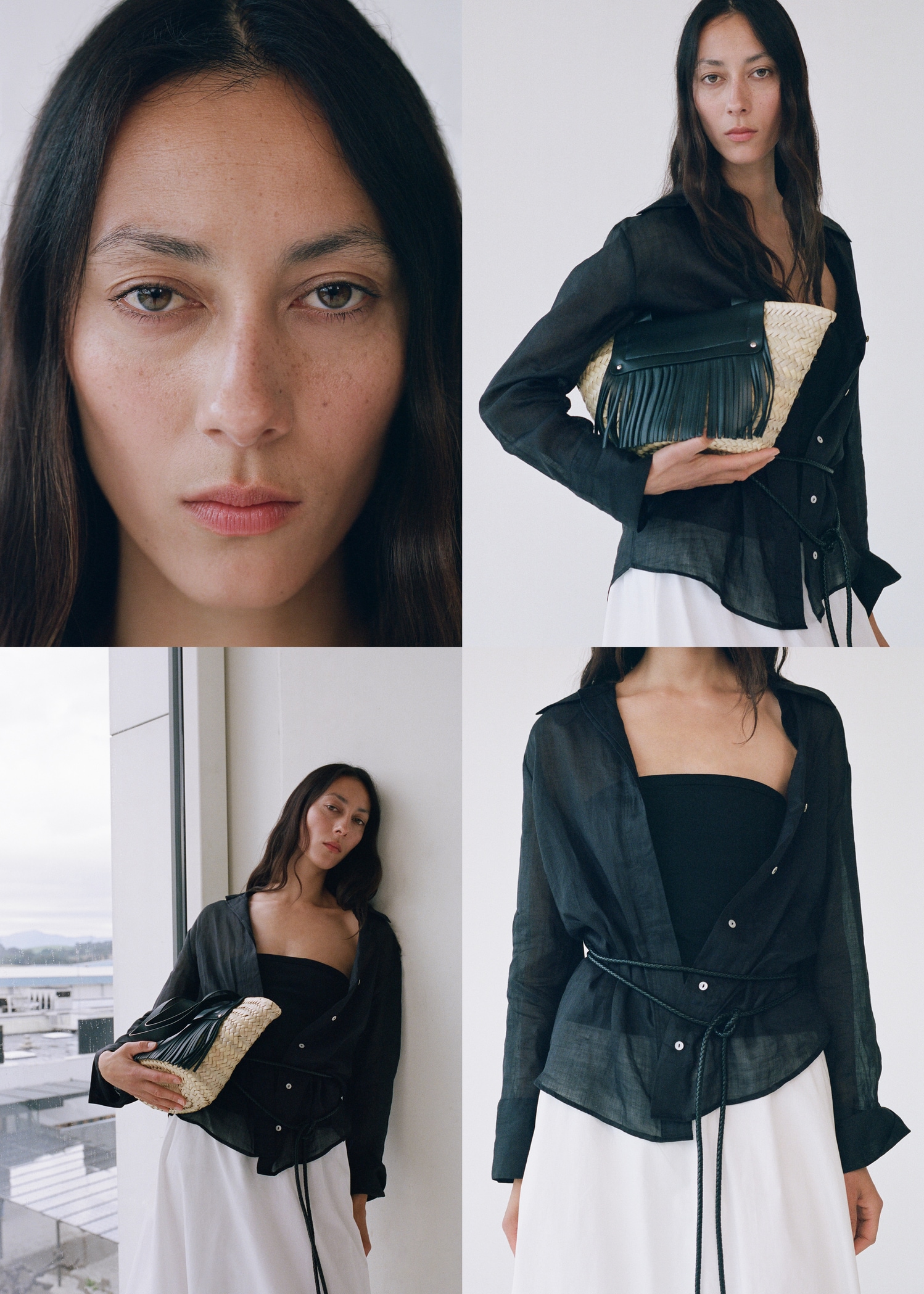 Borsa piccola fibra naturale frange Donna MANGO Italia