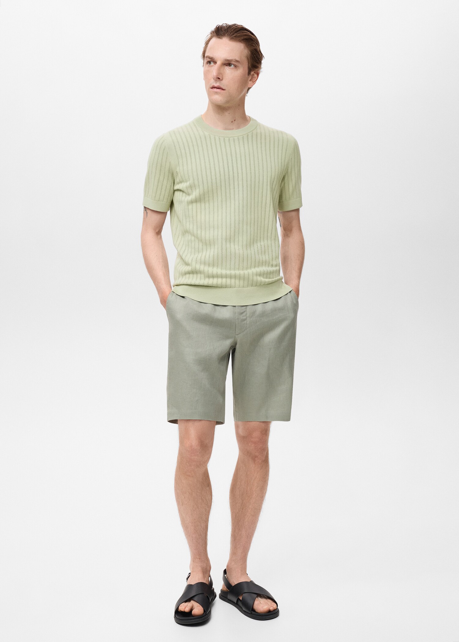 Camiseta algodón calada rayas - Plano general