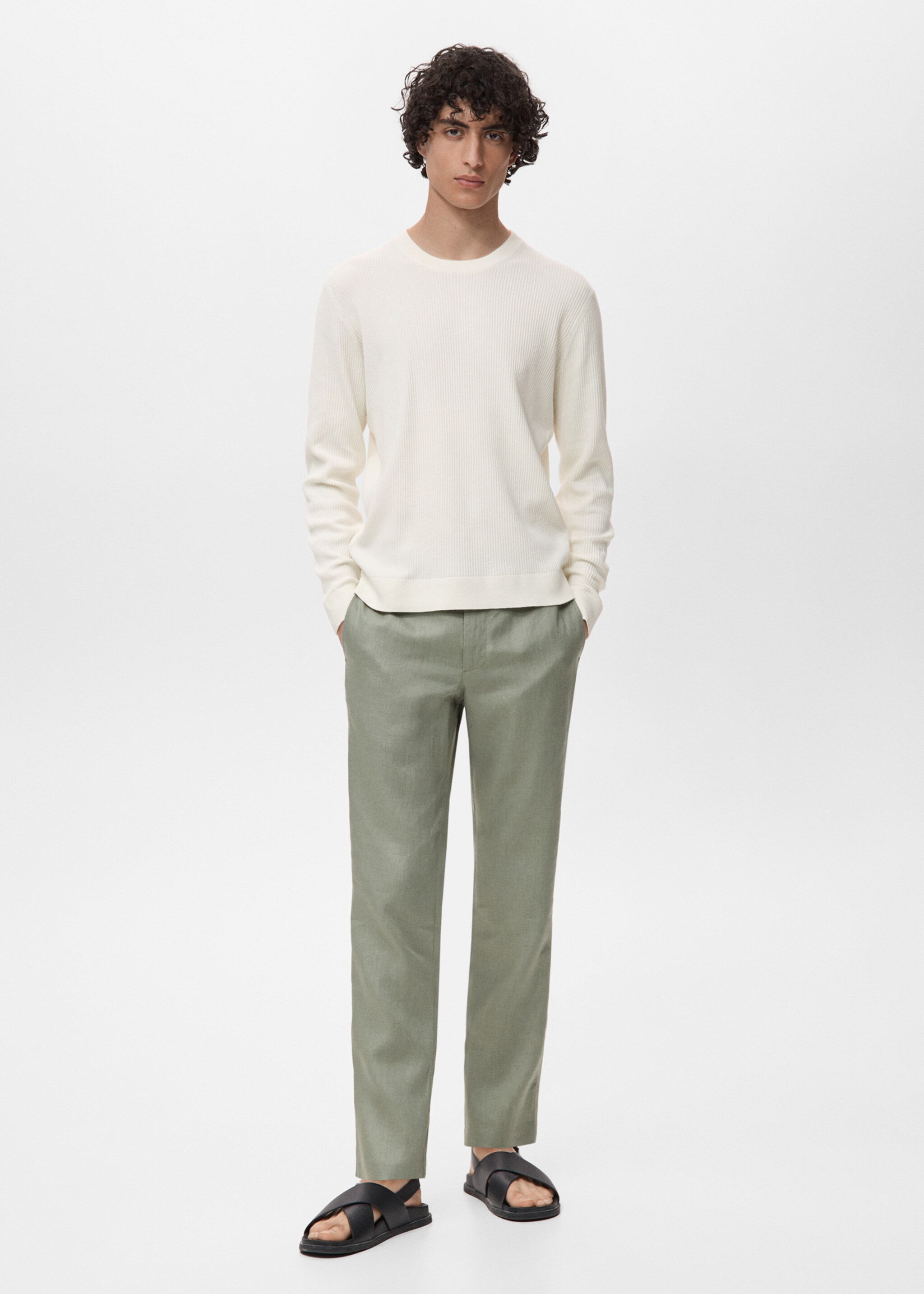 Fine rib-knit cotton sweater - General plane