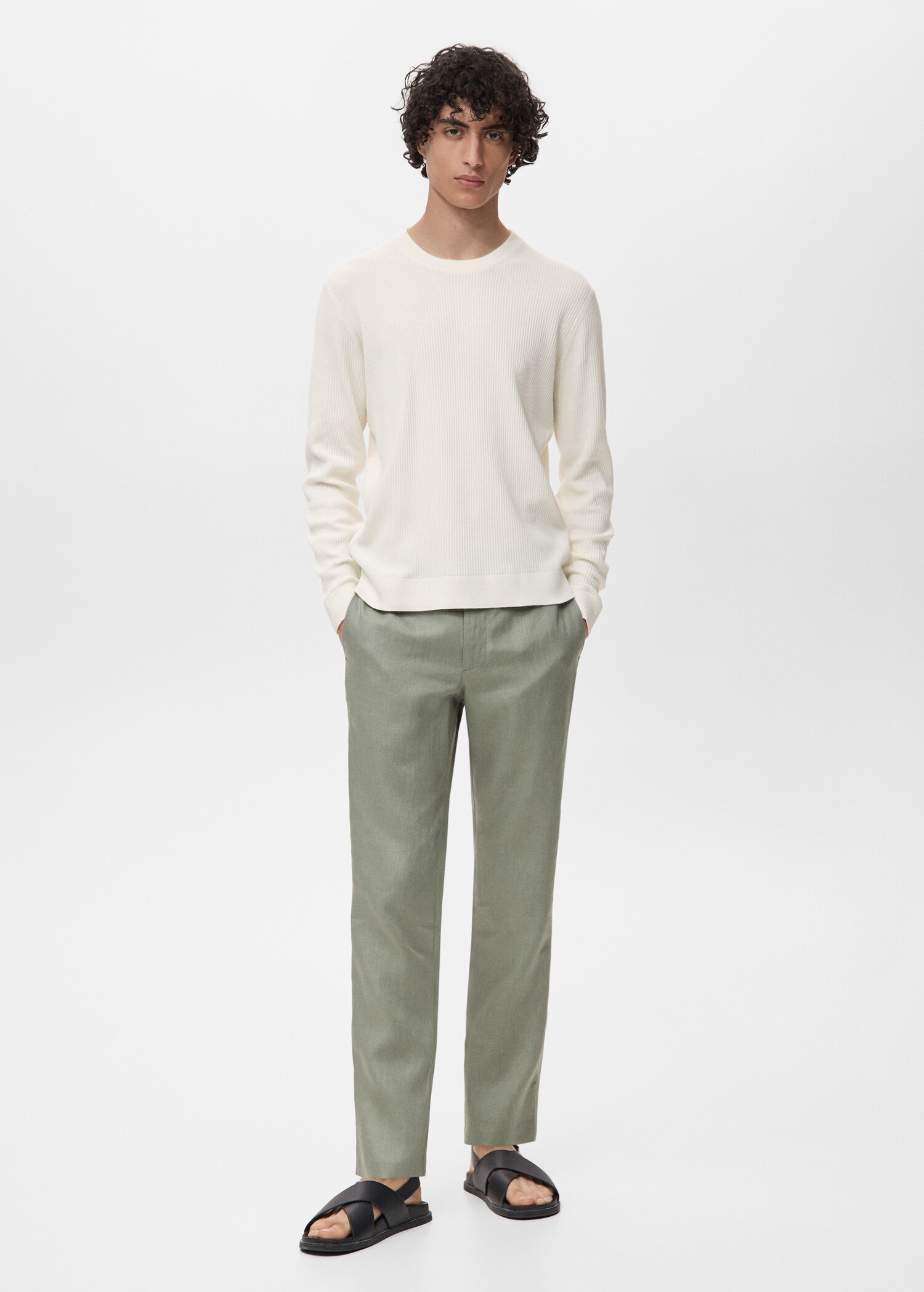 Fine rib-knit cotton sweater - General plane
