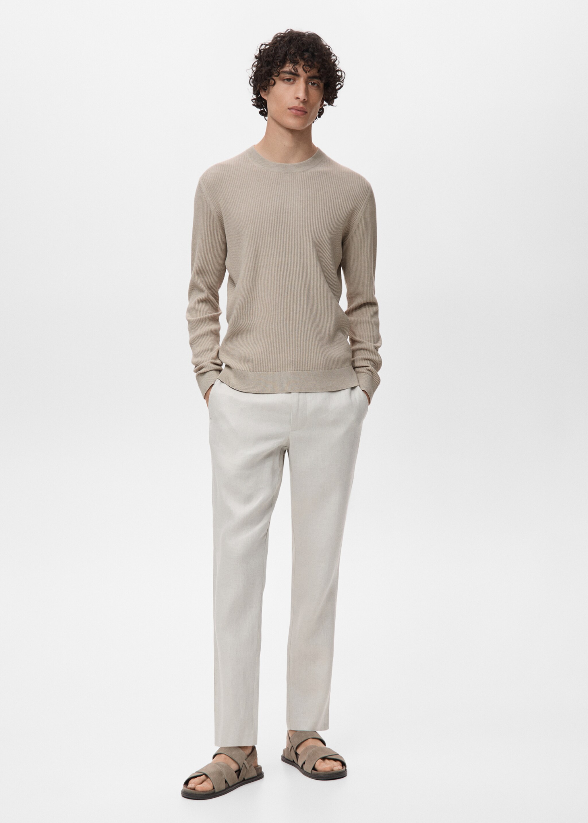 Fine rib-knit cotton sweater - General plane