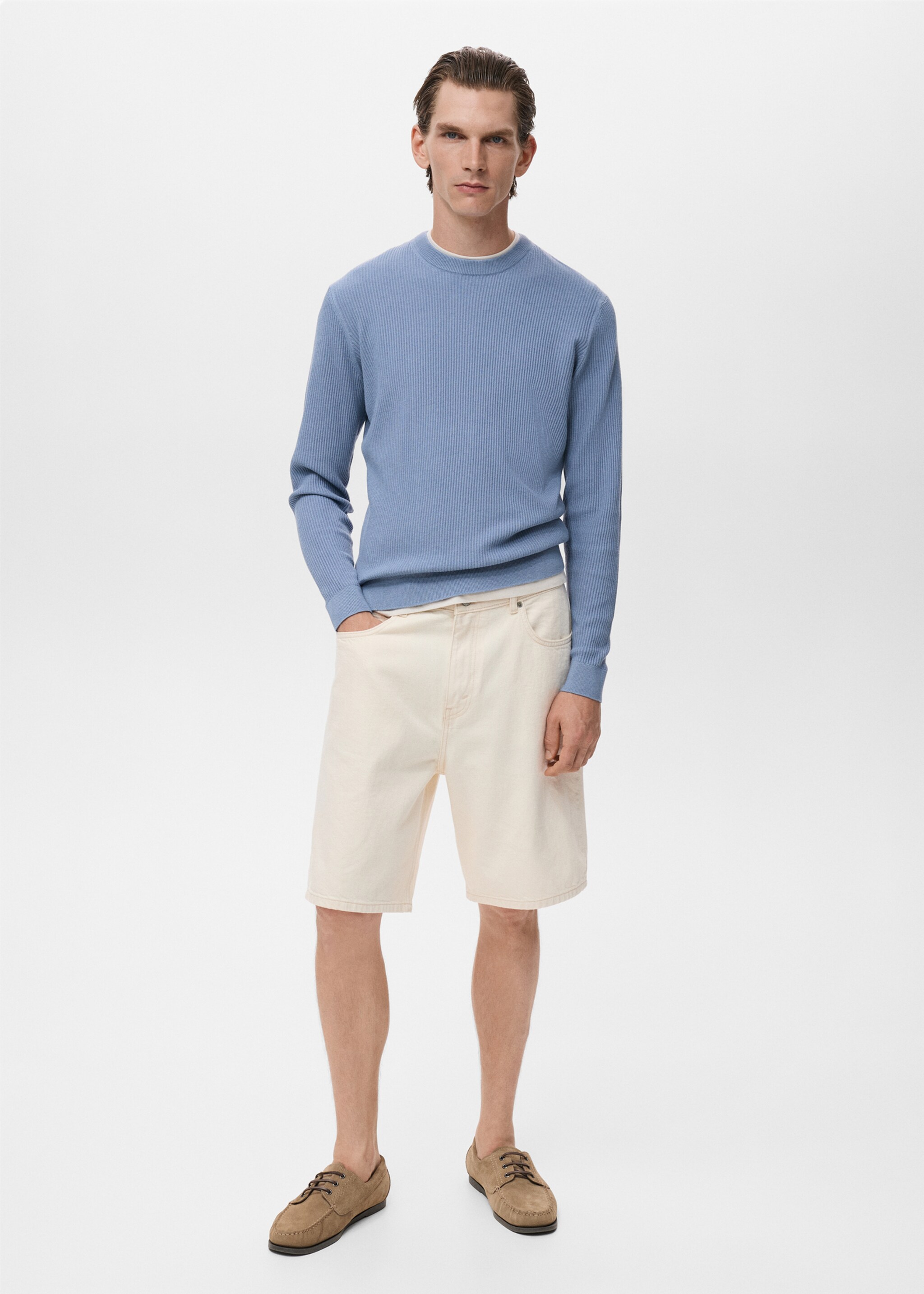 Fine rib-knit cotton sweater - General plane