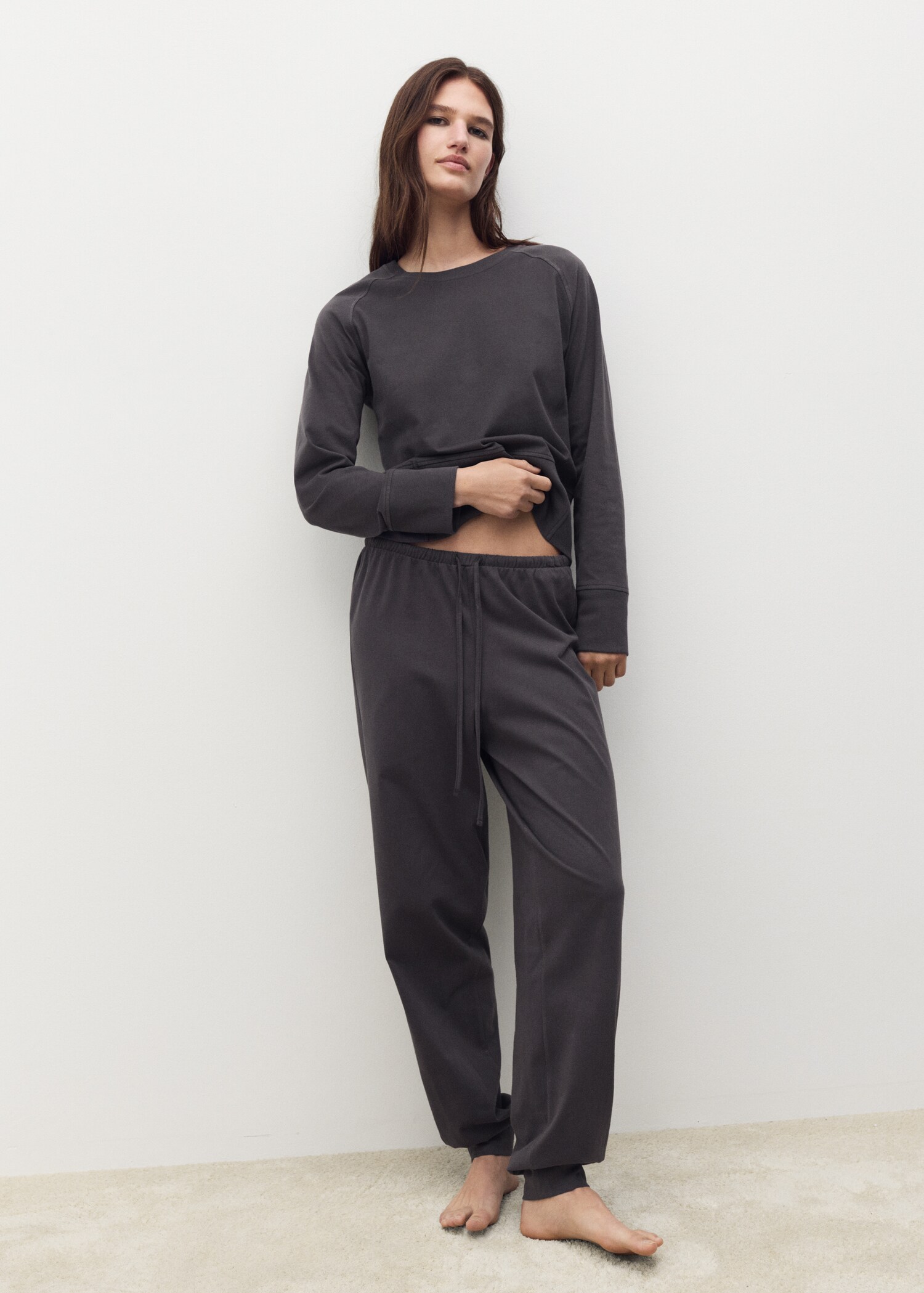 Fluid cotton jogger trousers - General plane