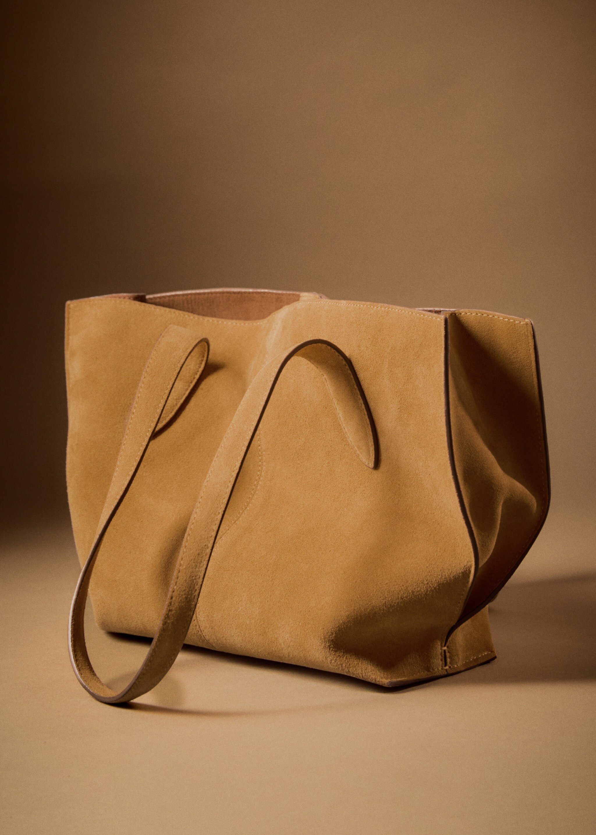 Suede mini shopper bag - General plane, Medium Brown. Ref: 17061542-00.