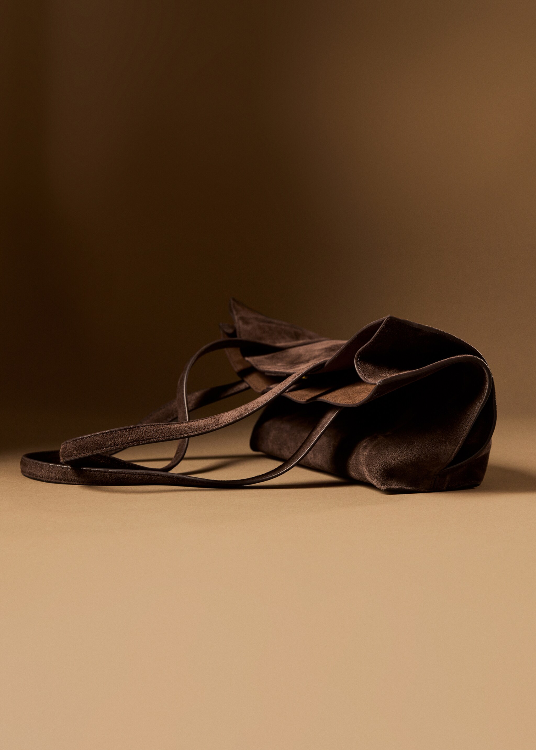 Suede mini shopper bag - General plane, Chocolate. Ref: 17061542-00.