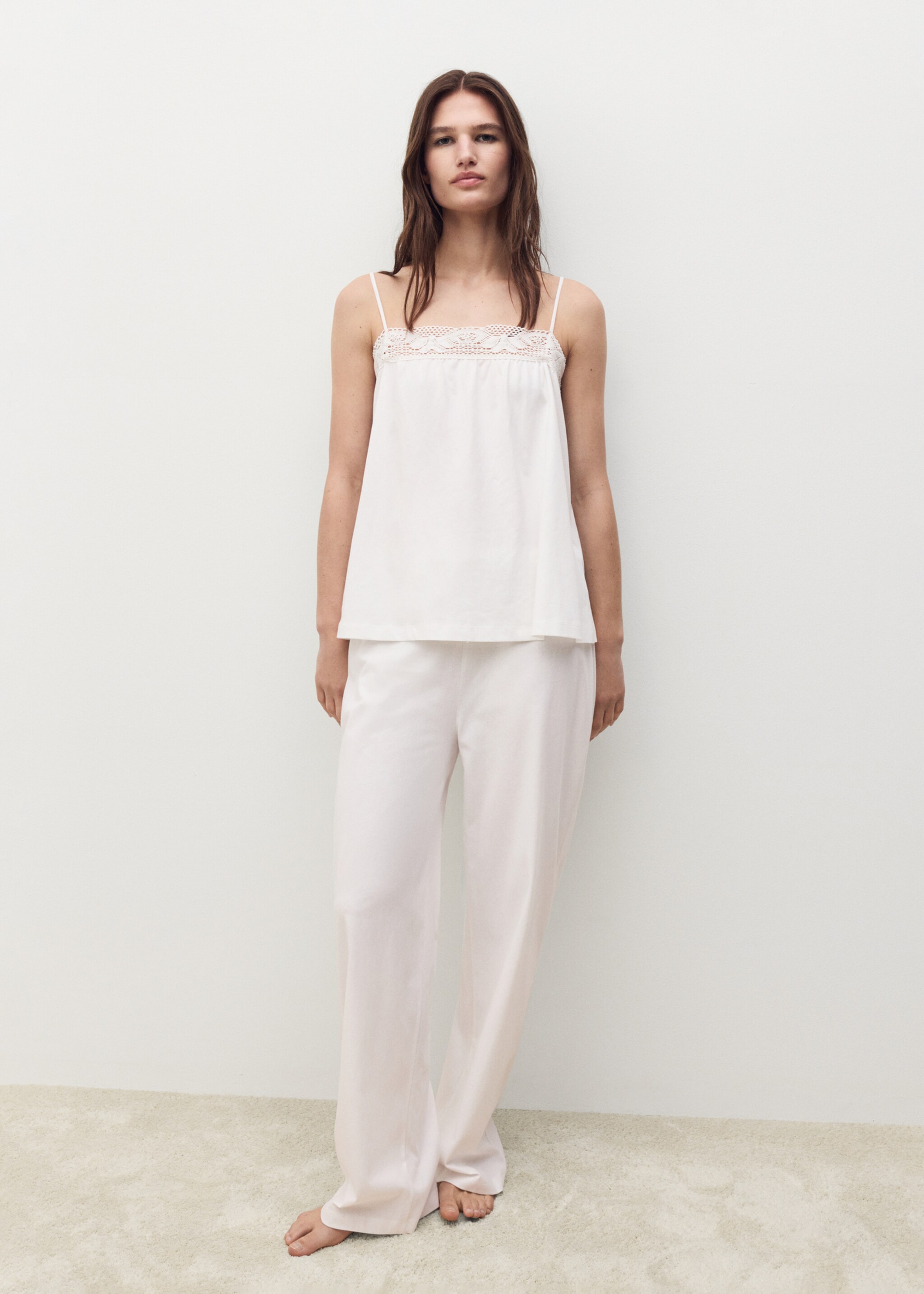 Cotton top with lace straps - General plane