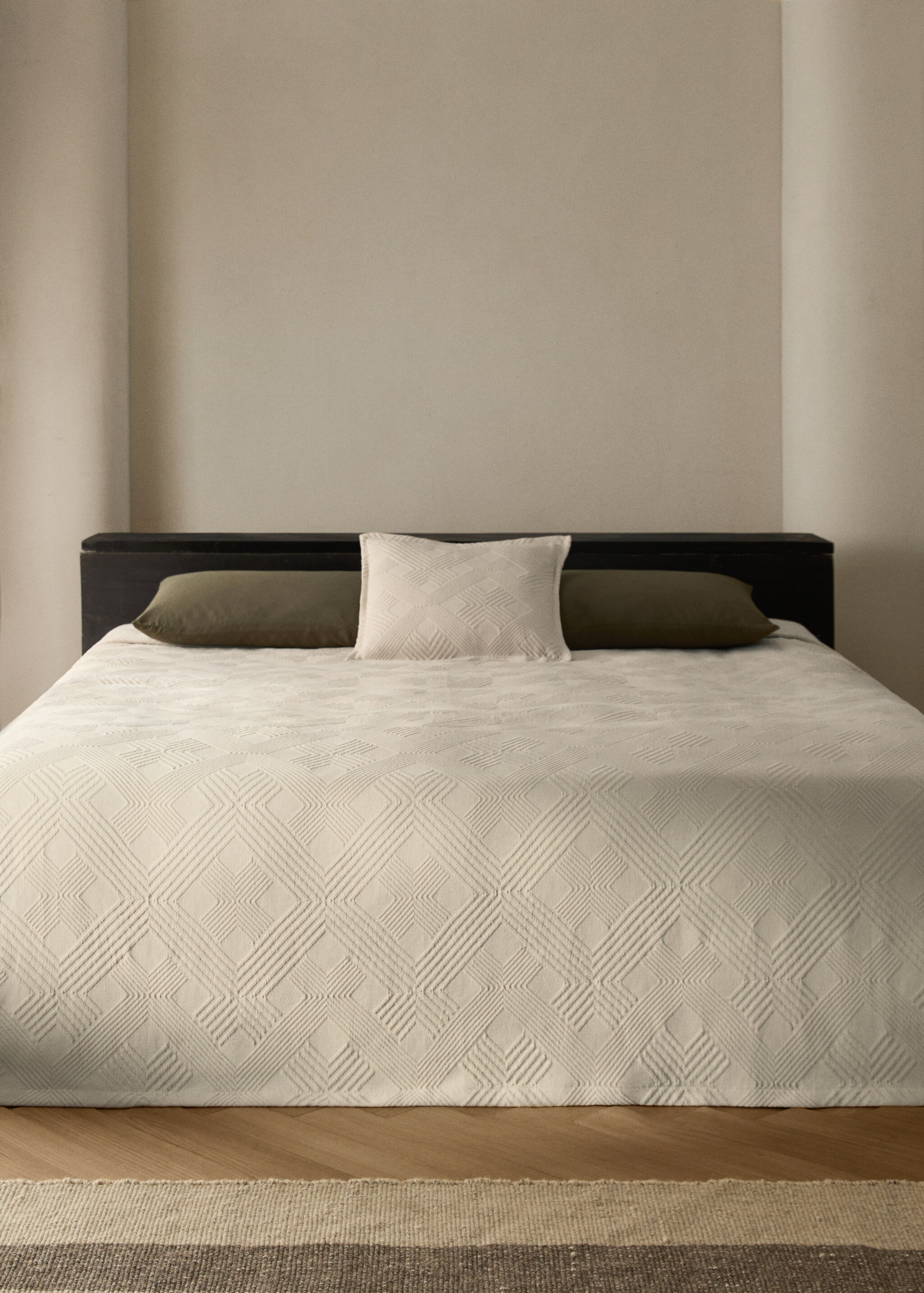 Colcha algodón jacquard rombos cama 150/160 cm - Plano general