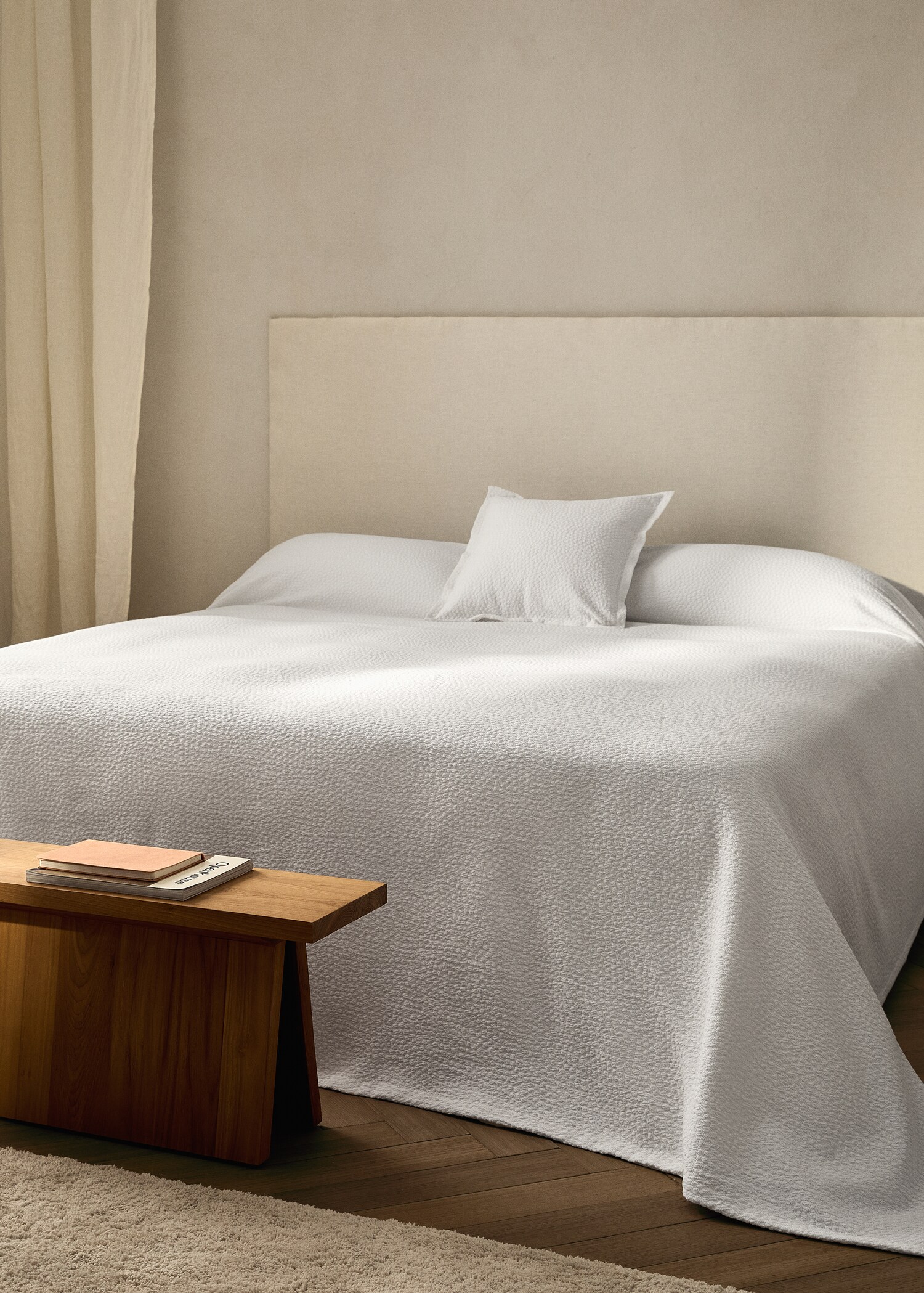 Colcha algodón jacquard textura cama 90 cm - Plano general