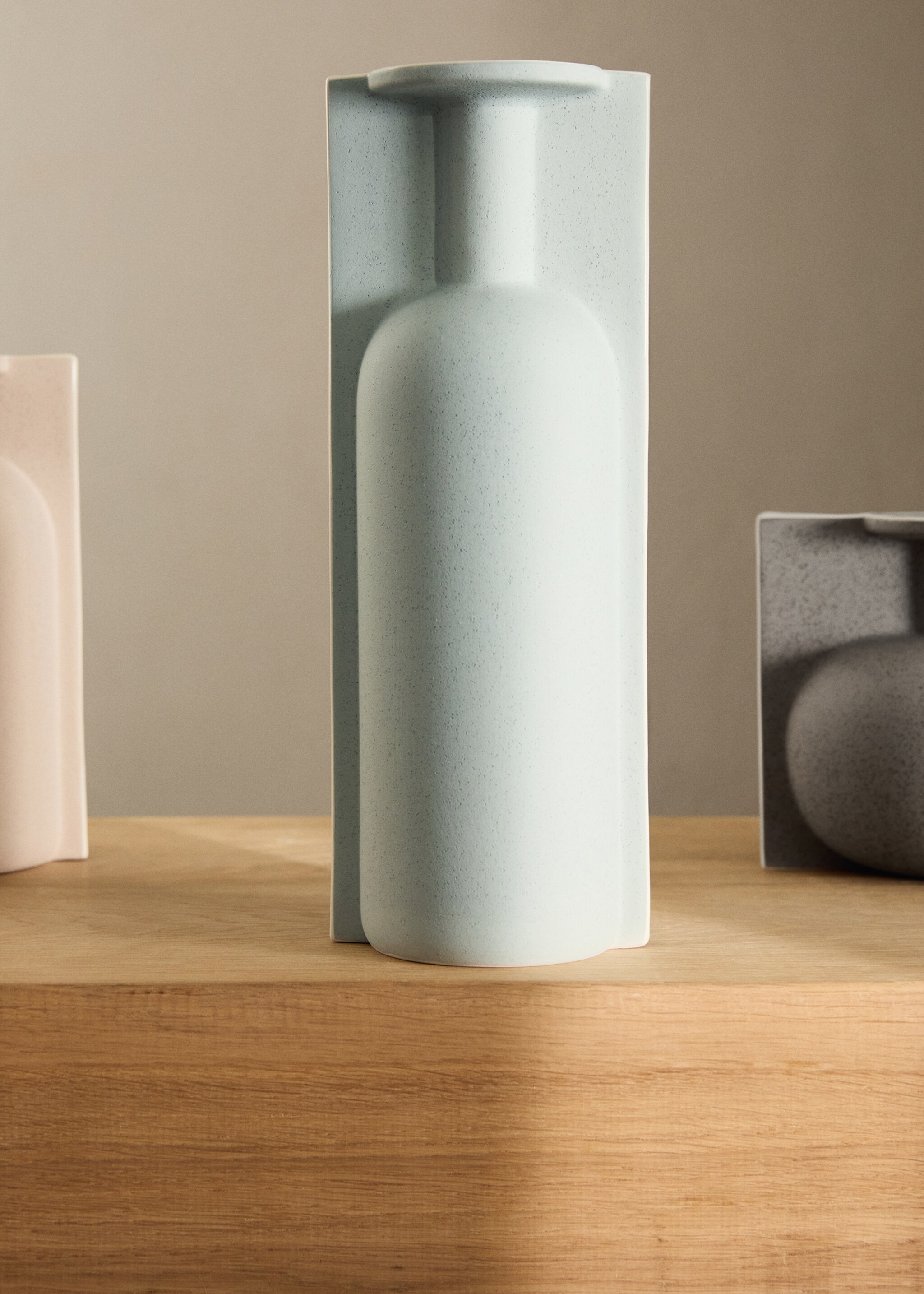 Large earthenware bottle vase - General plane, Mint Green. Ref: 17061588-00.