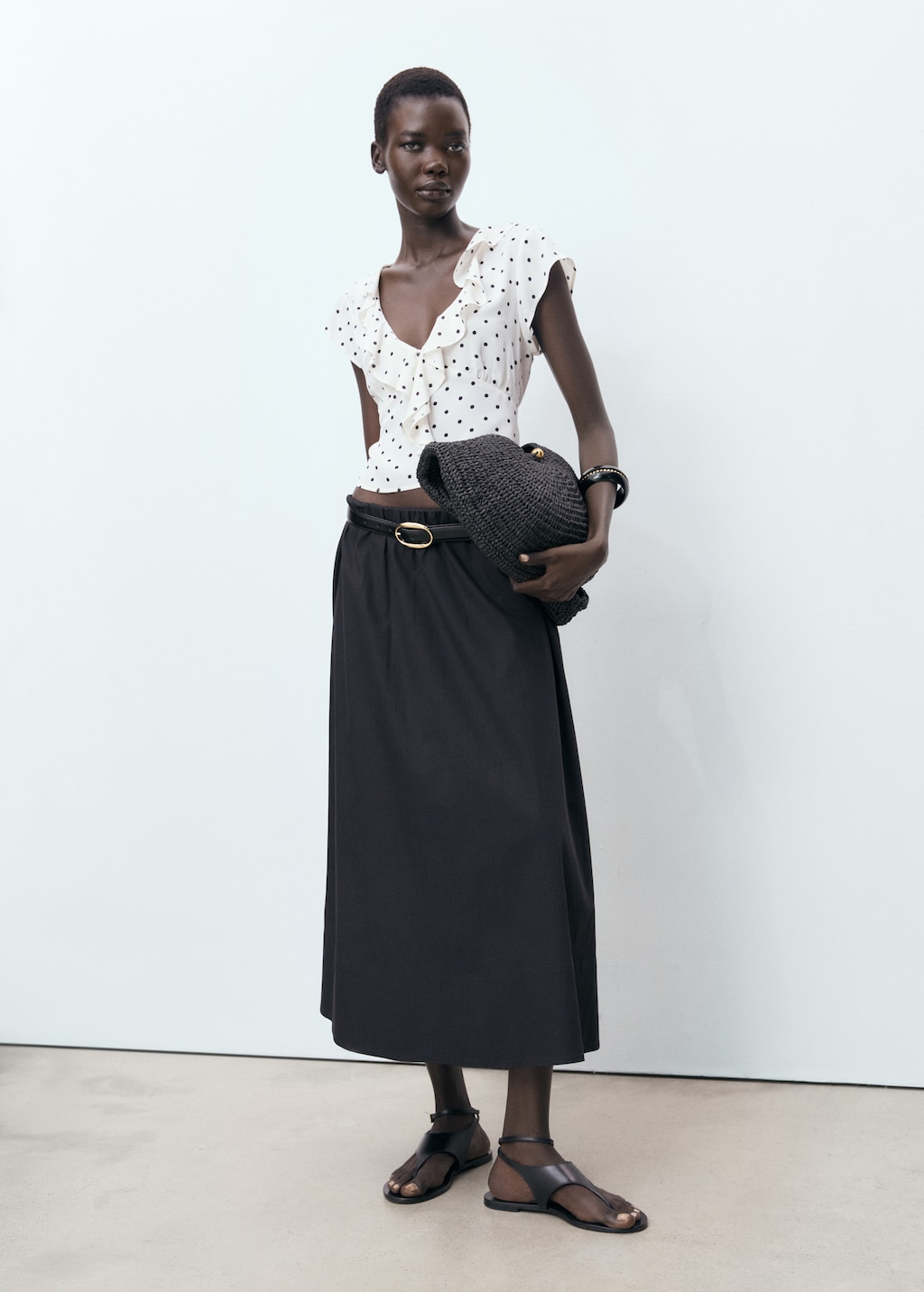 Polka-dot blouse with ruffles - image 2