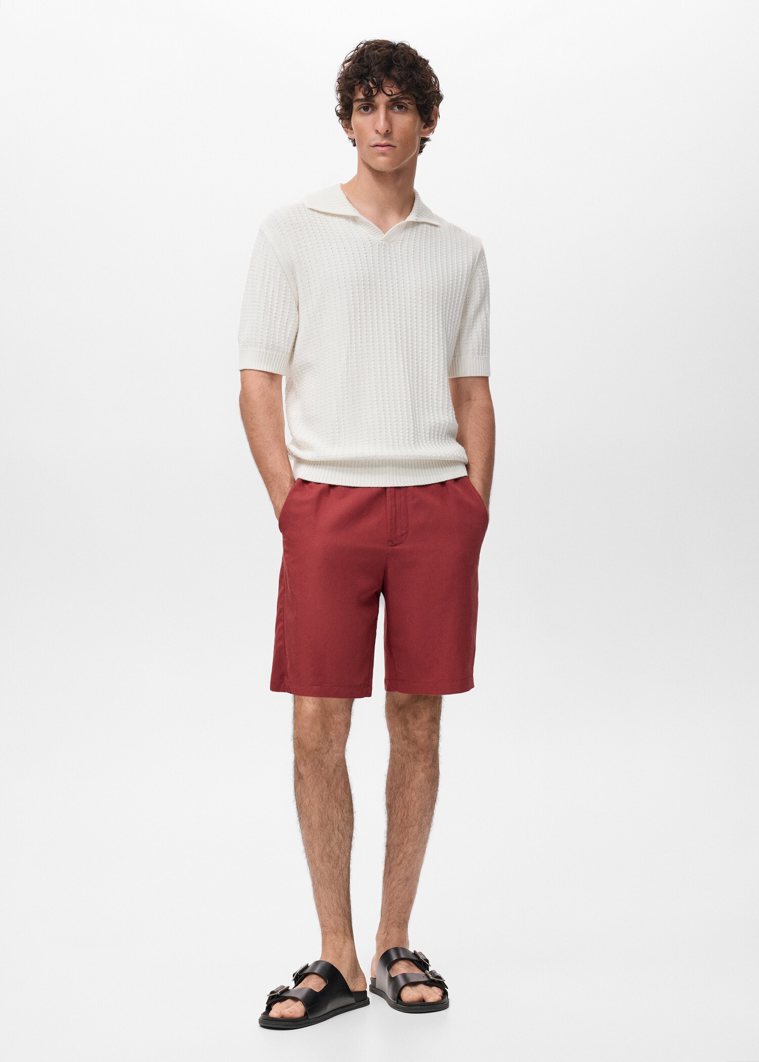 Bermudas en lin mélangé taille élastique - Plan général
