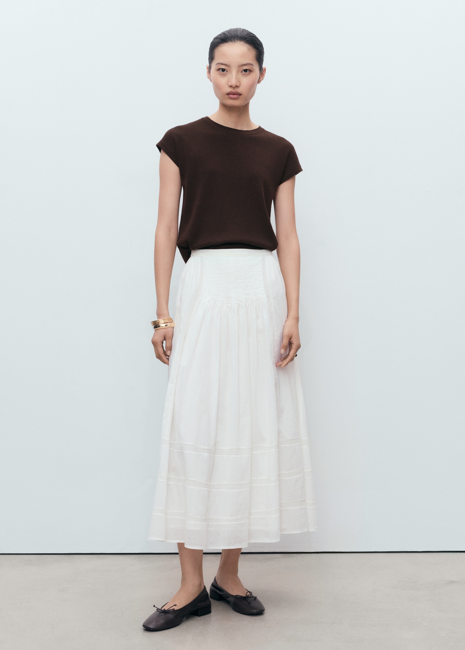 Short-sleeved knitted cotton sweater - Women | MANGO Sweden