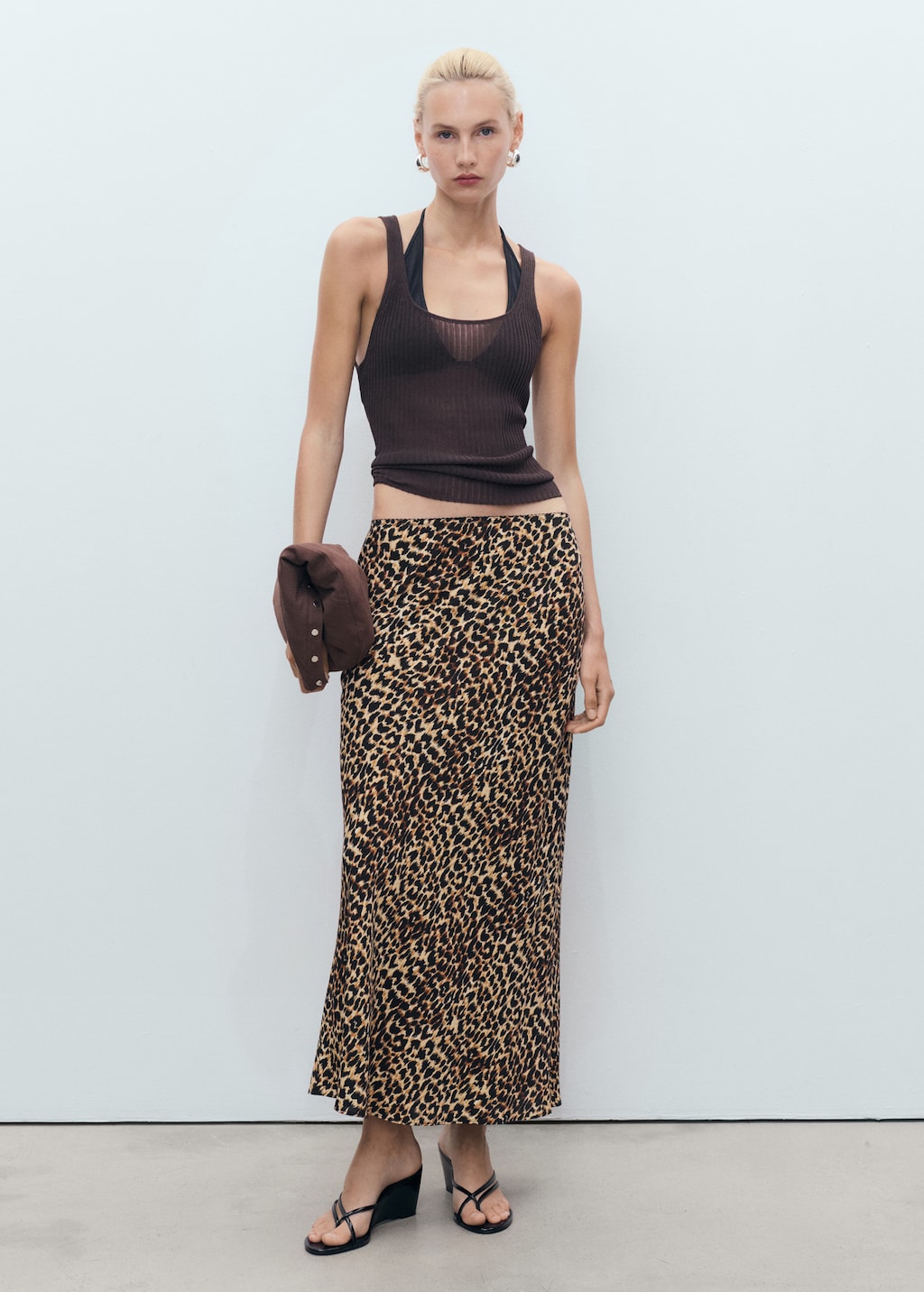 Leopard midi skirt
