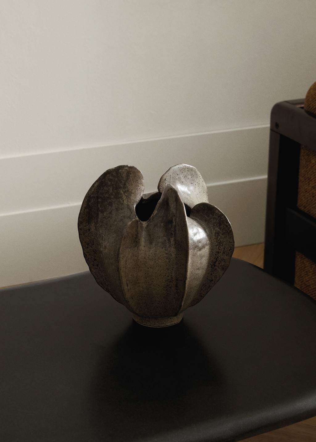 Low organic stoneware vase