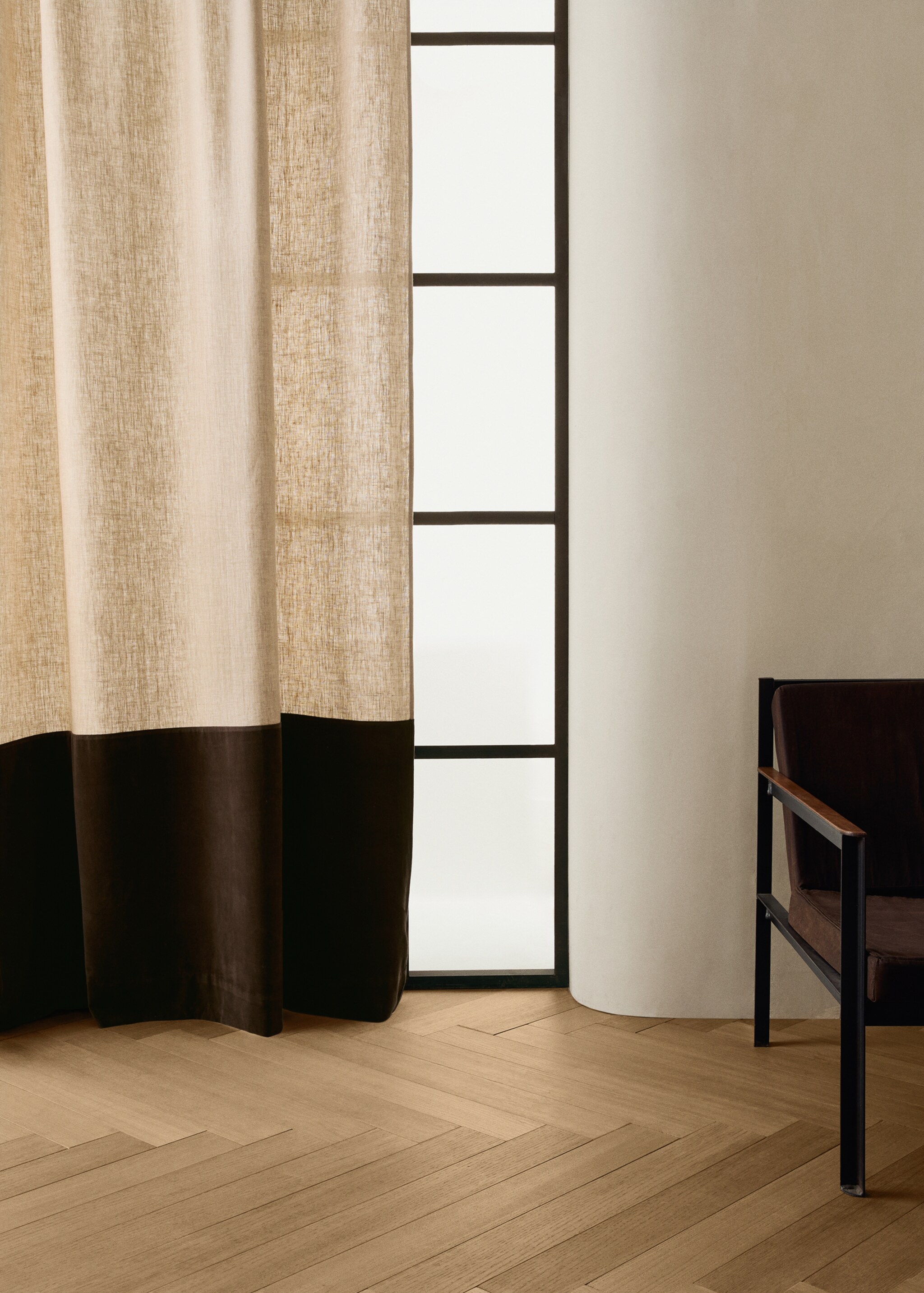 Linen and velvet reversible curtain - General plane