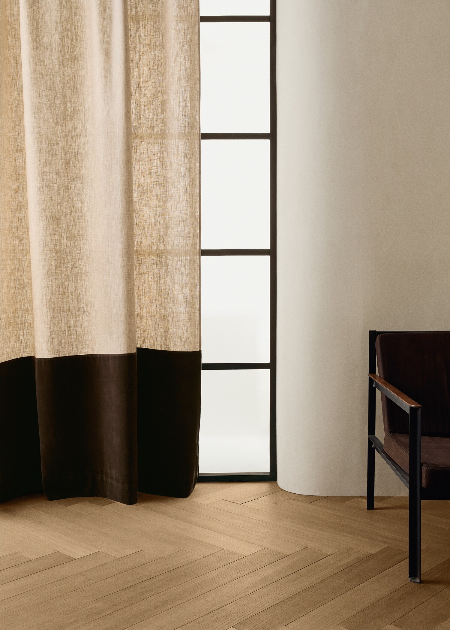 Linen and velvet reversible curtain - General plane