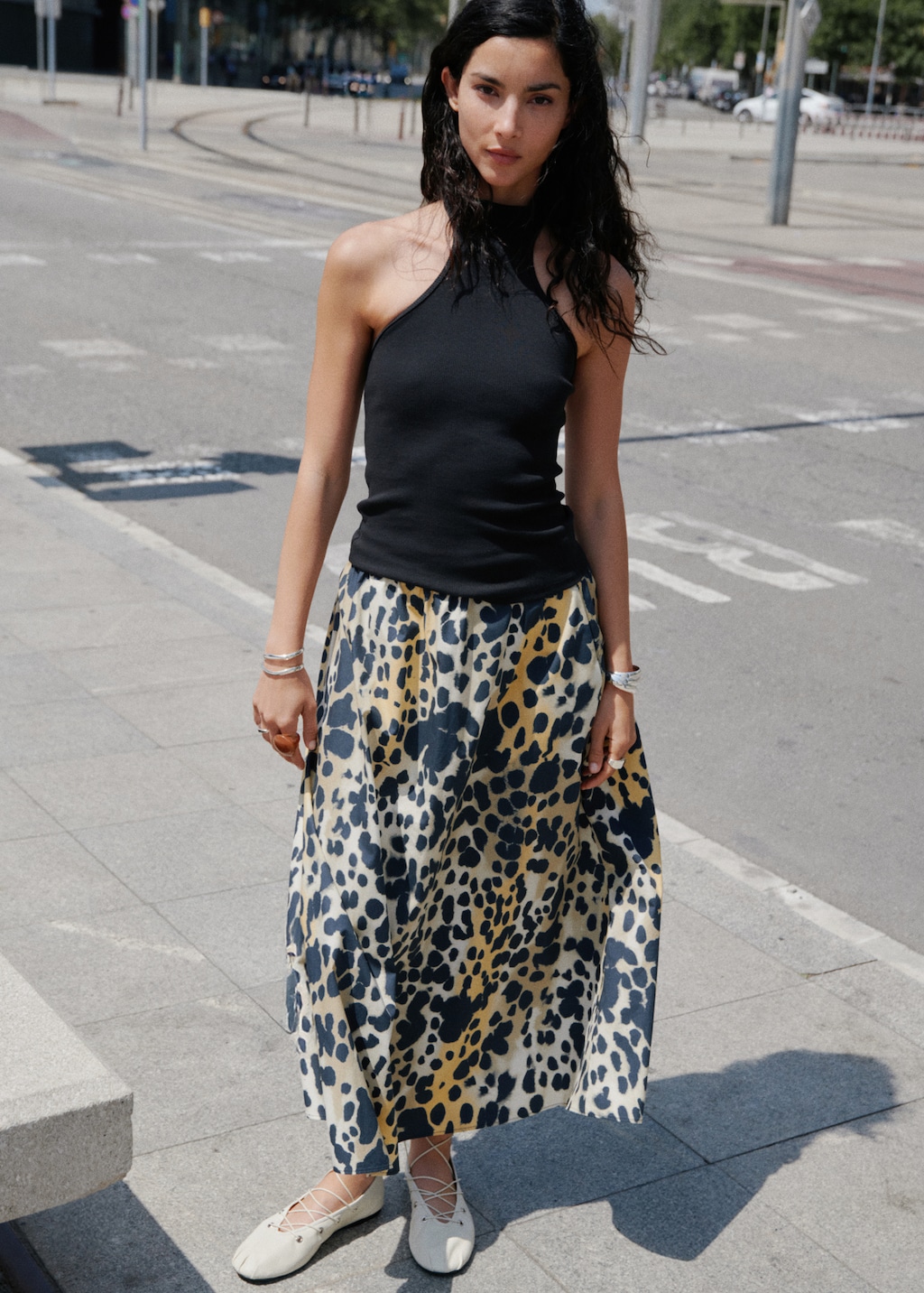 Leopard midi skirt