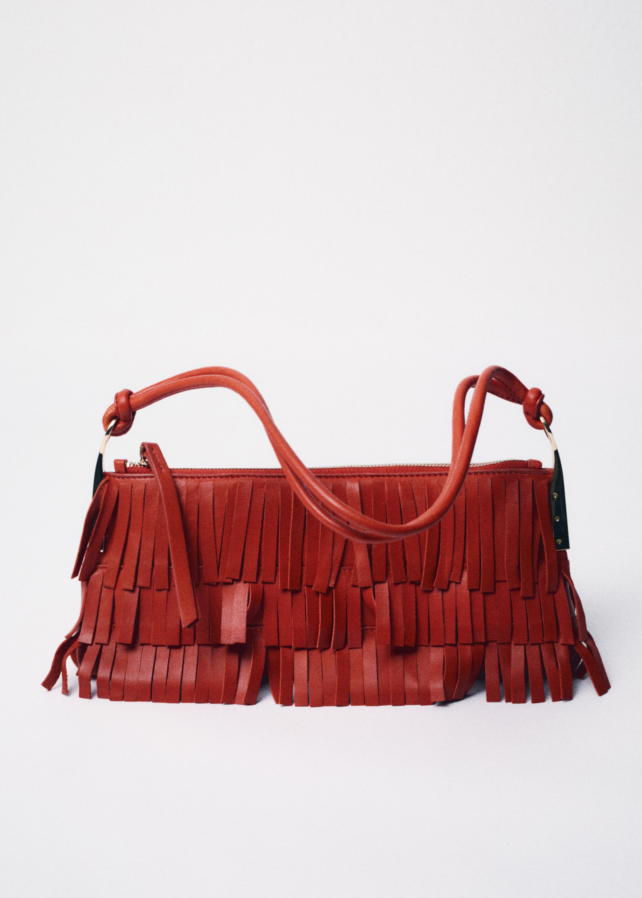Leather shoulder bag with fringes - General plane