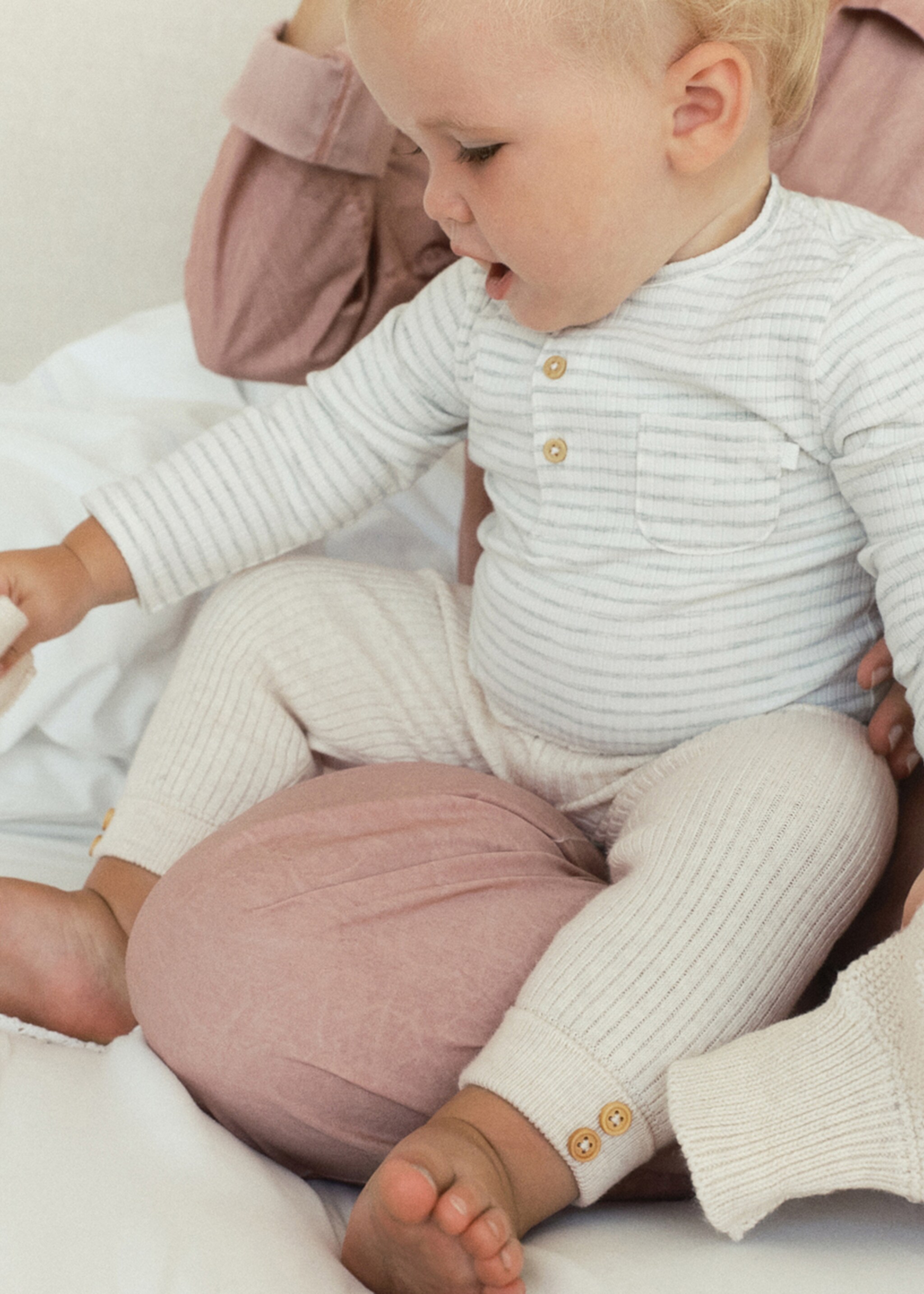 Cotton striped baby bodysuit - General plane, Sky Blue. Ref: 17064070-00.