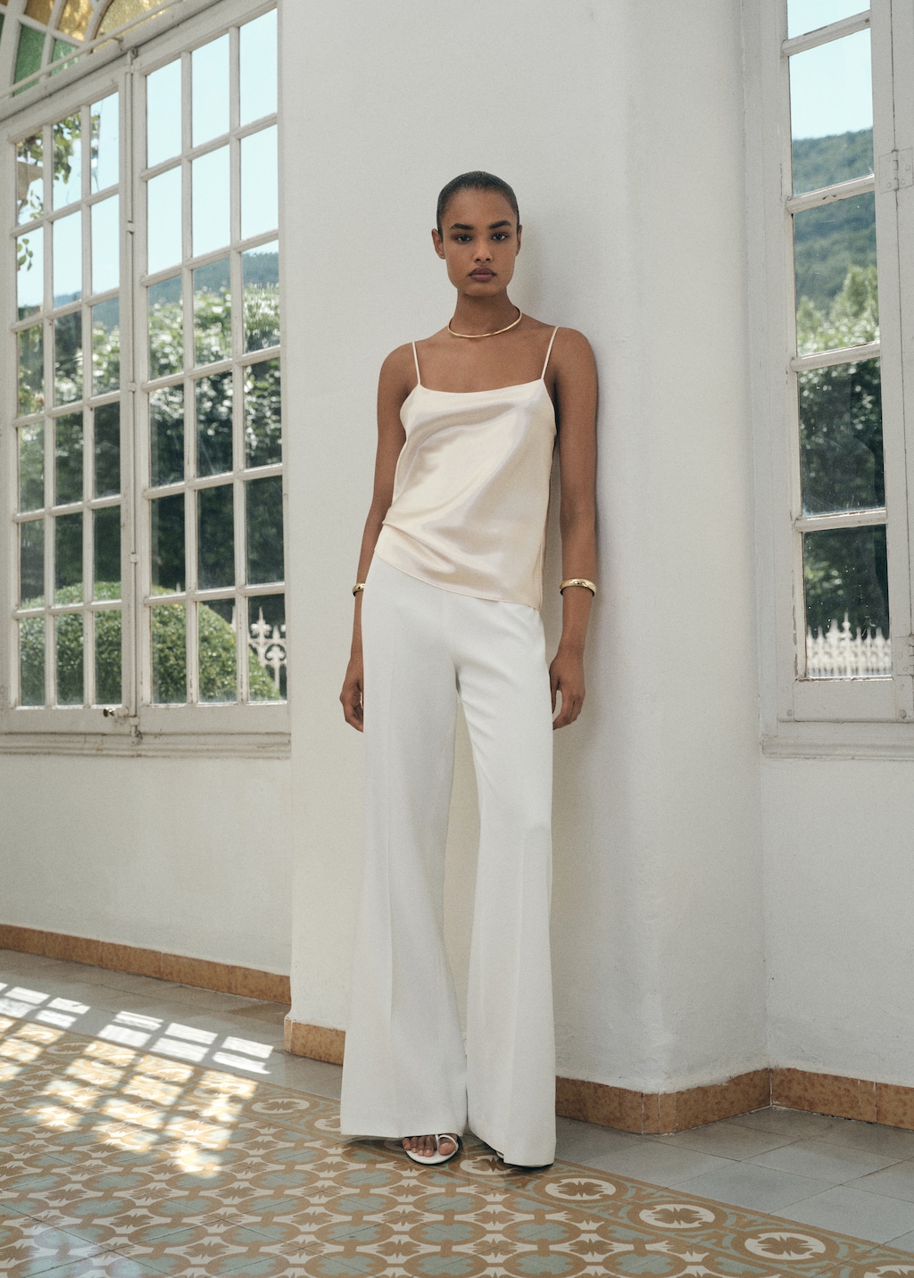 Satin top with straps