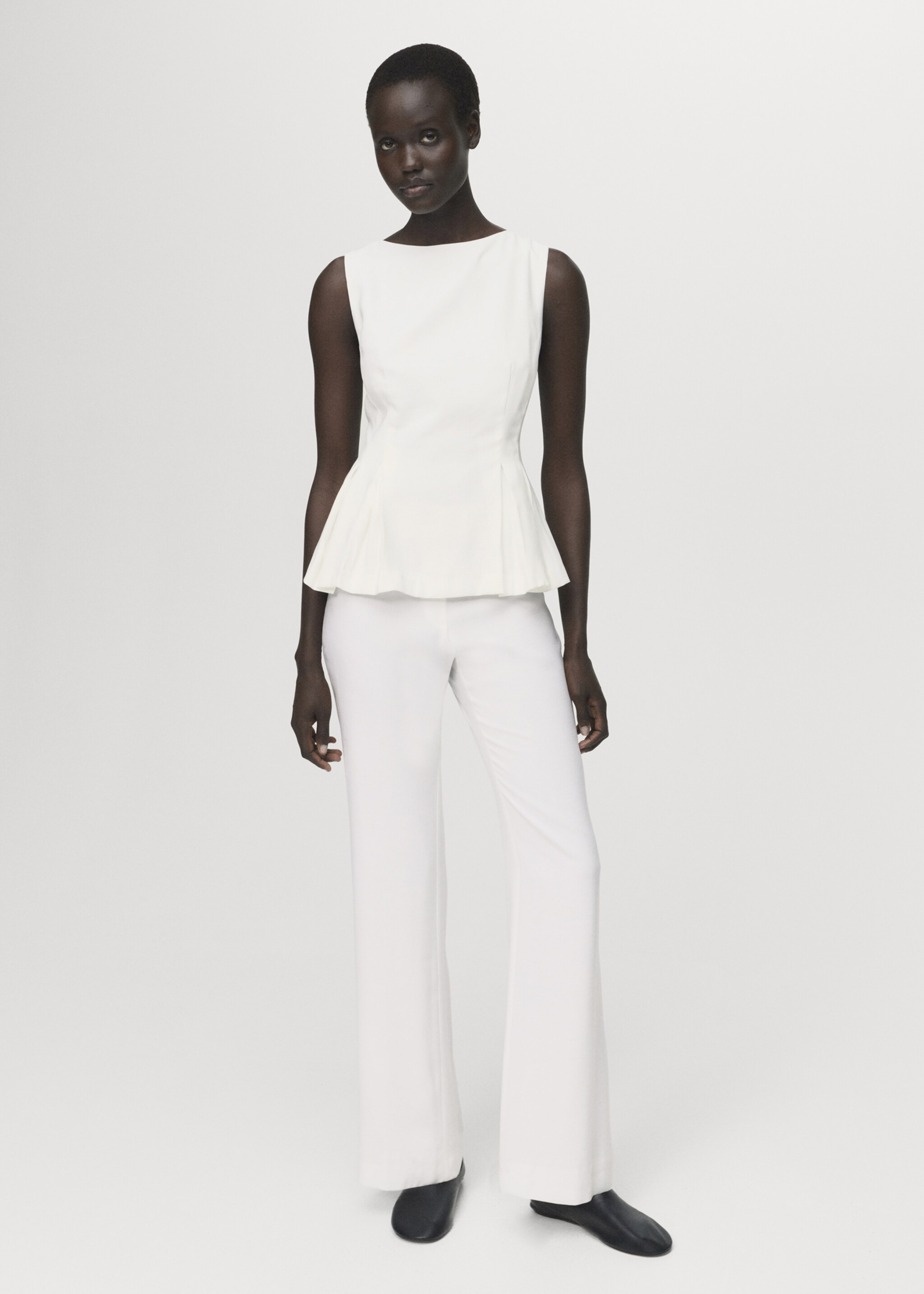 Peplum top with pleat detail - General plane, White. Ref: 17064090-00.