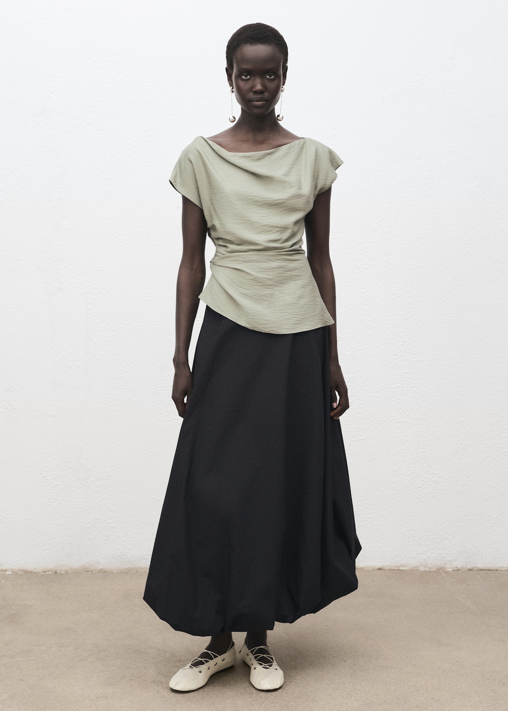 Modal blouse with asymmetrical collar