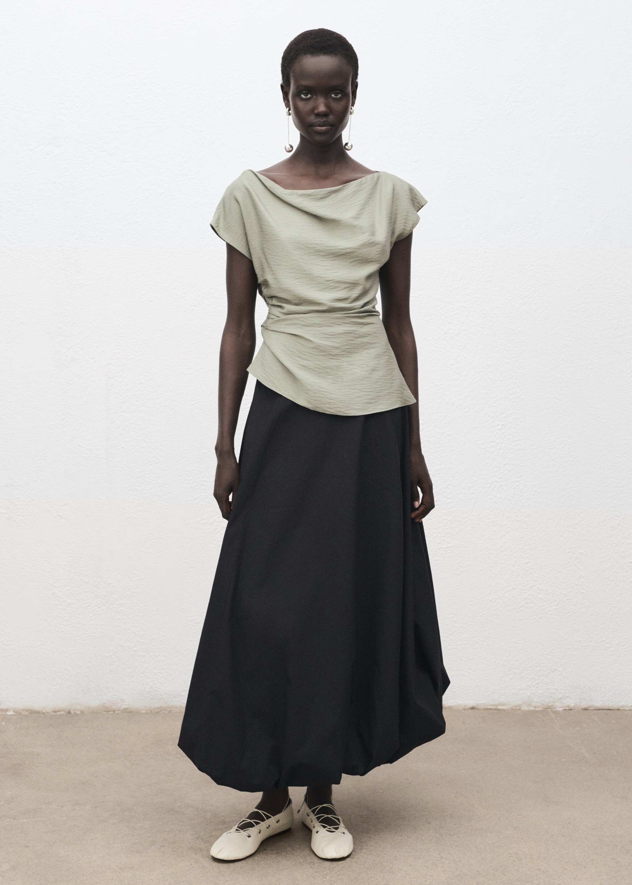Modal blouse with an asymmetric collar - General plane, Aqua Green. Ref: 17064100-00.