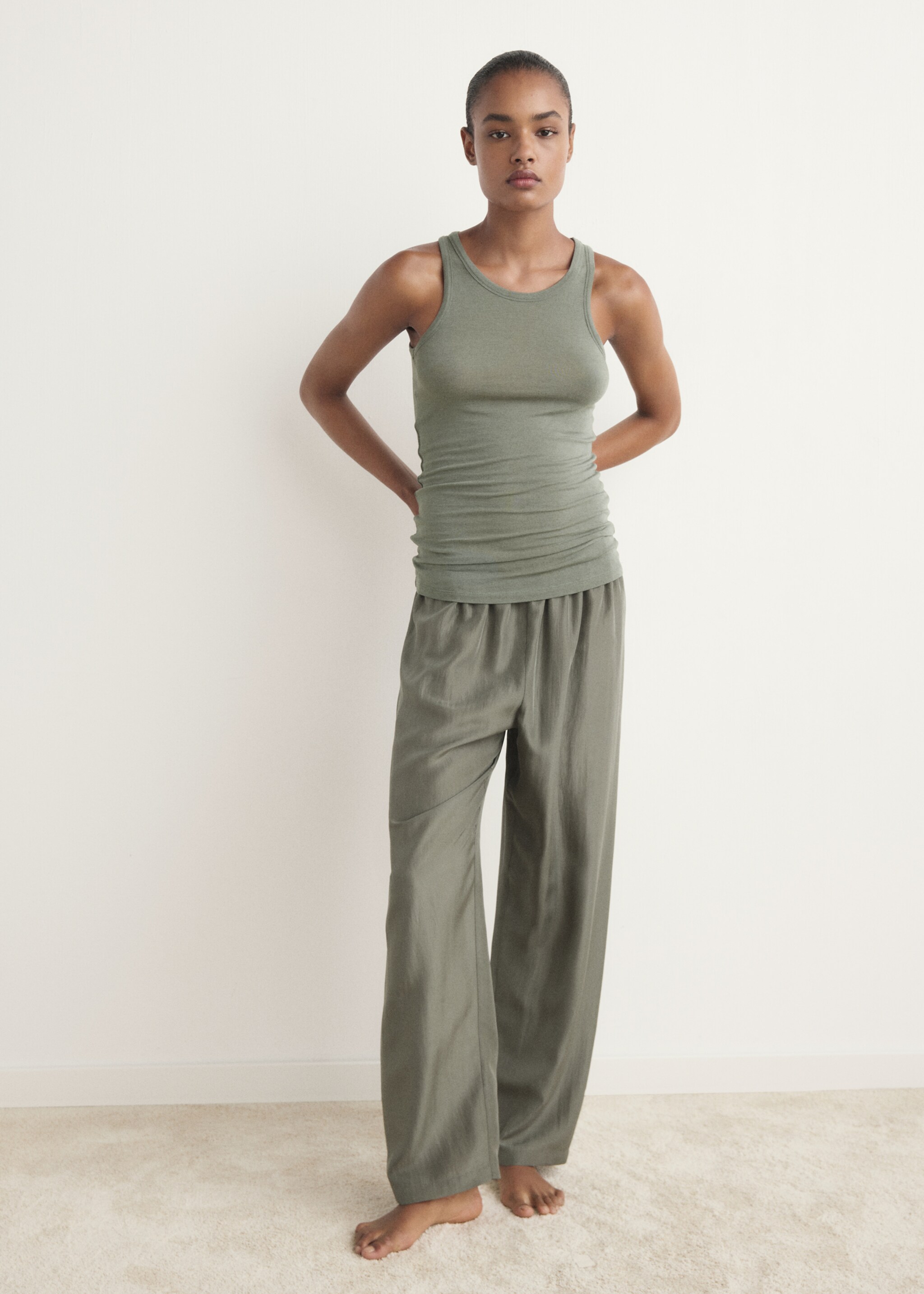 Cashmere pyjama top - General plane, Green. Ref: 17064105-00.