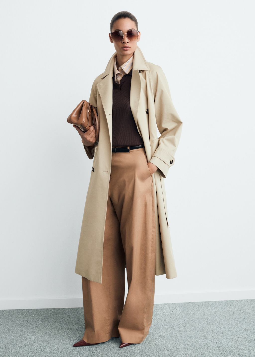 Mango Long double-breasted trench coat
