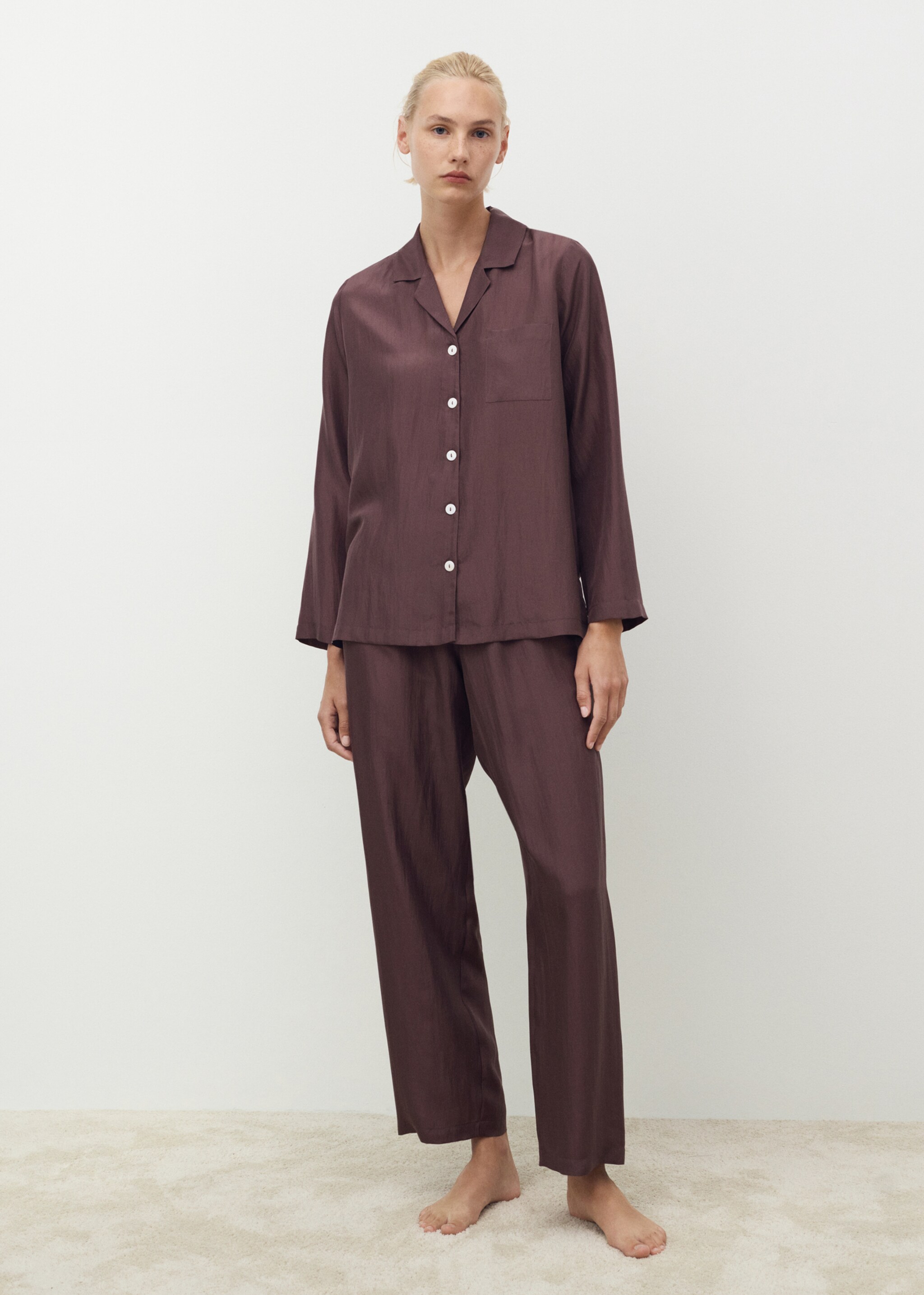 Silk long shirt - General plane, Blackberry. Ref: 17064126-00.