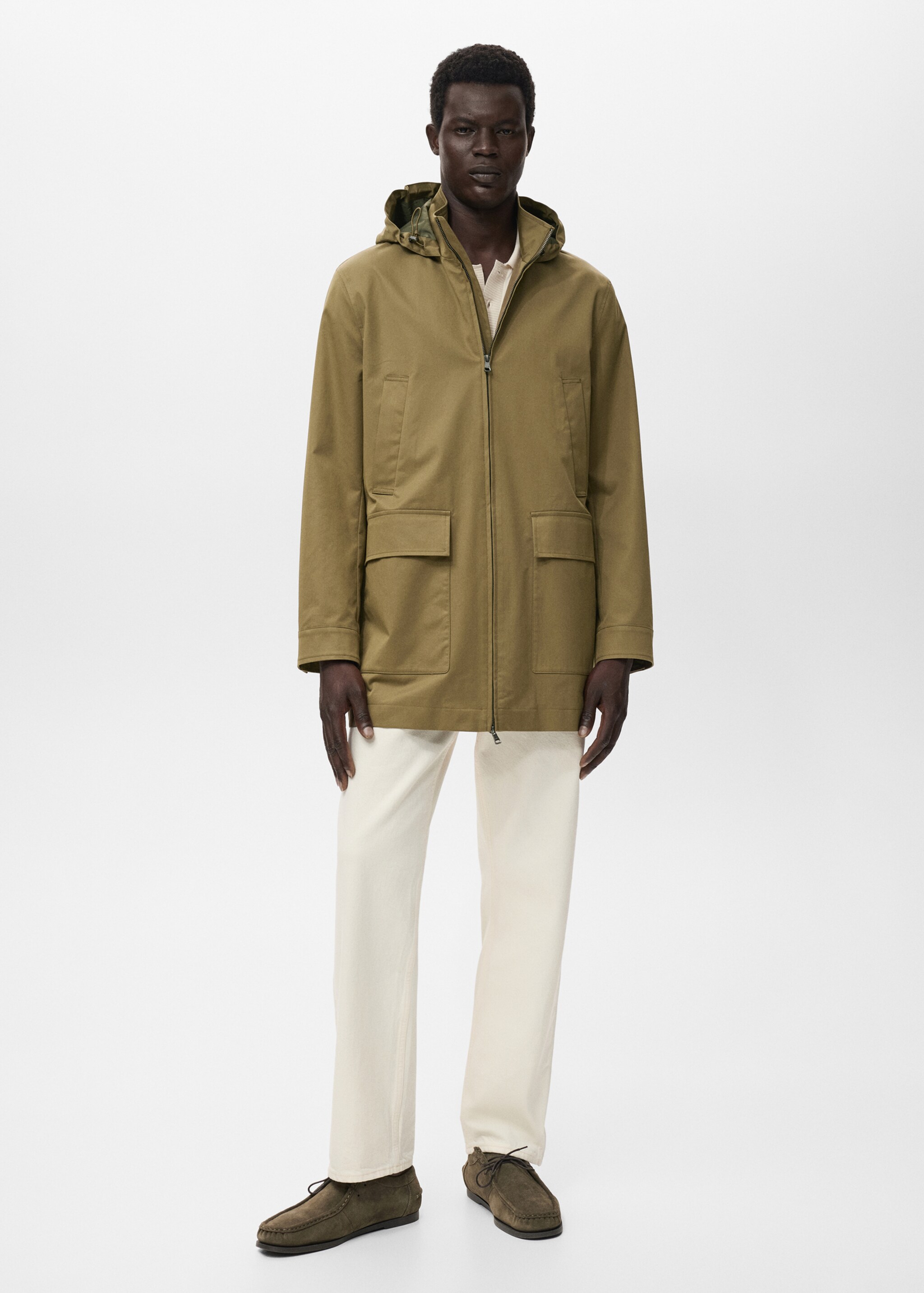 Water-repellent hooded parka - General plane, Khaki. Ref: 17064406-00.