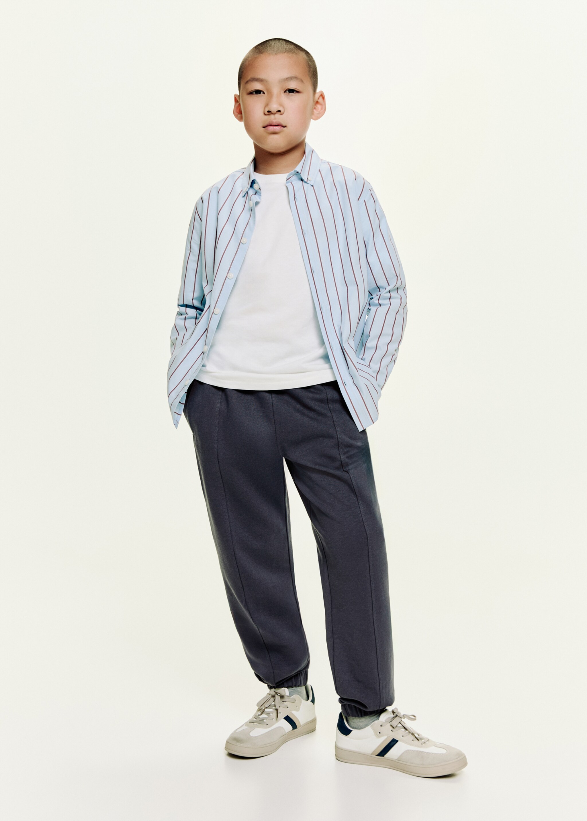 Cotton joggers with elastic waist - General plane