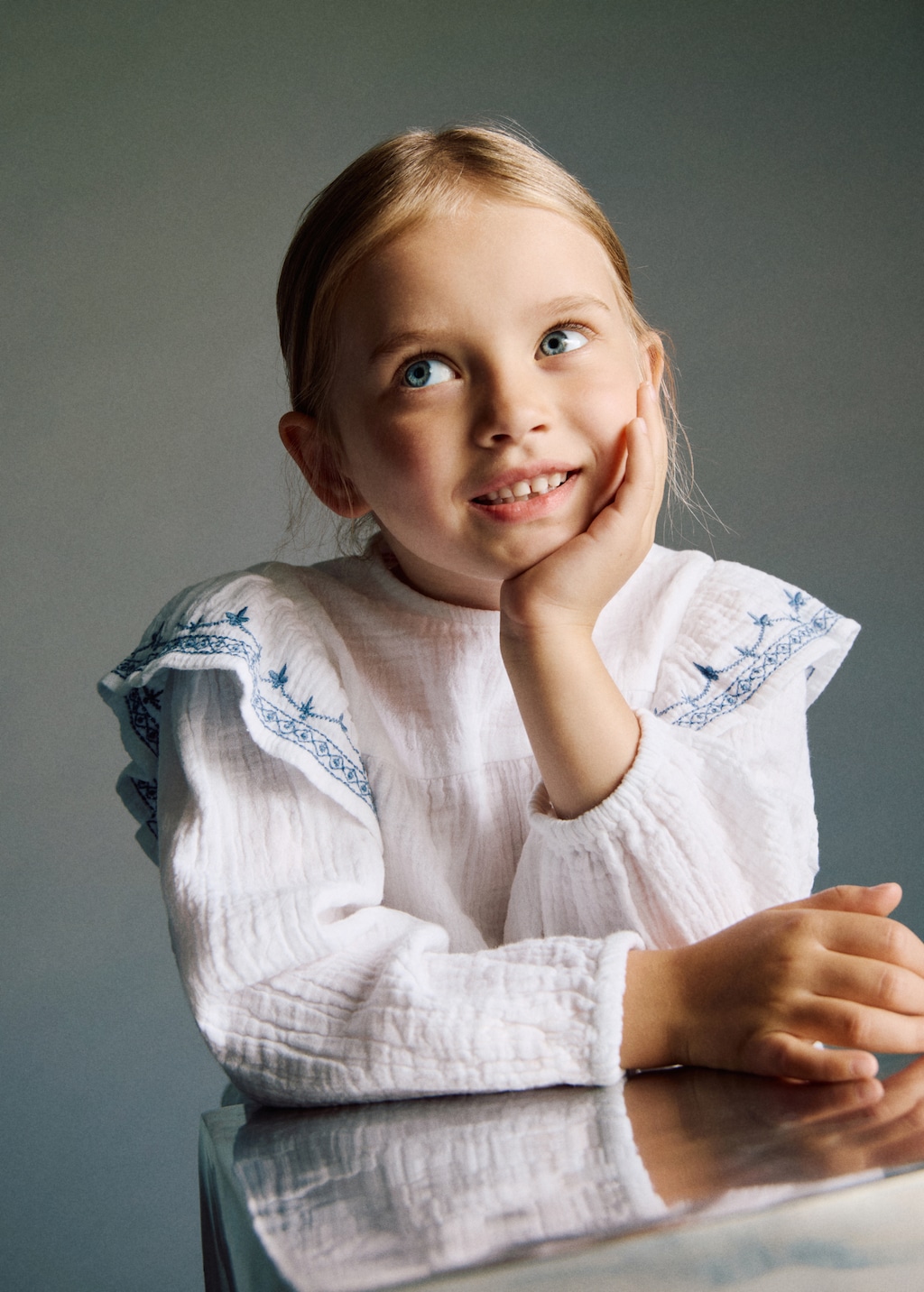 Ruffled embroidered blouse