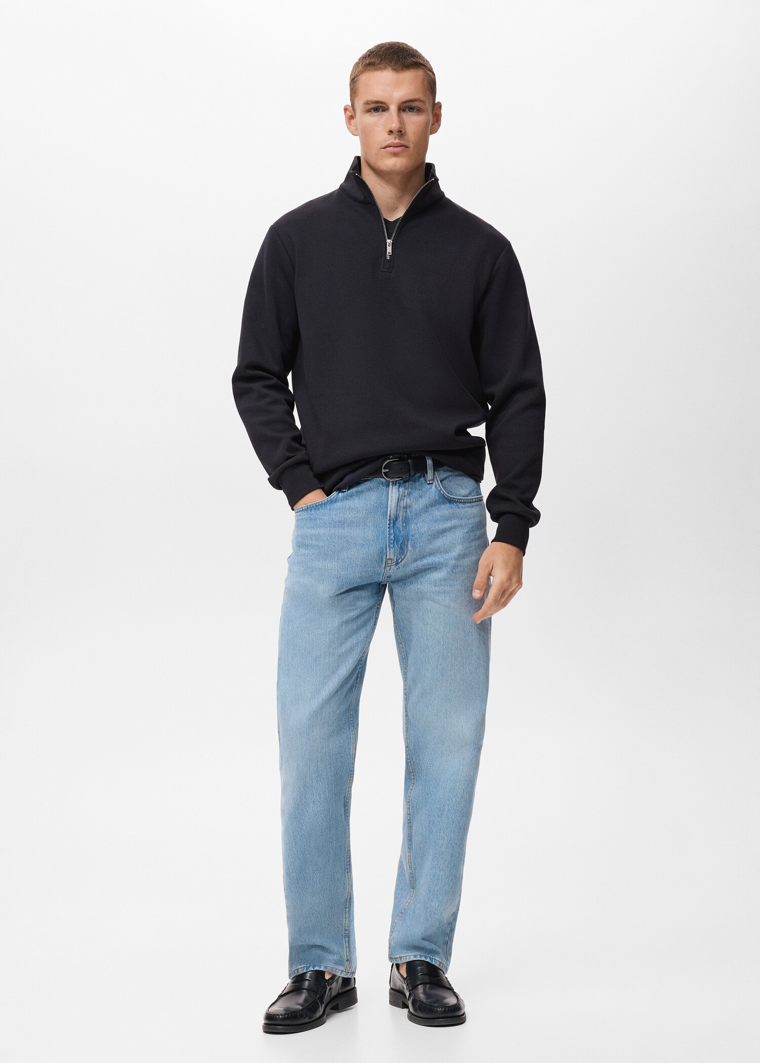 Regular-fit cotton sweatshirt with zip - General plane