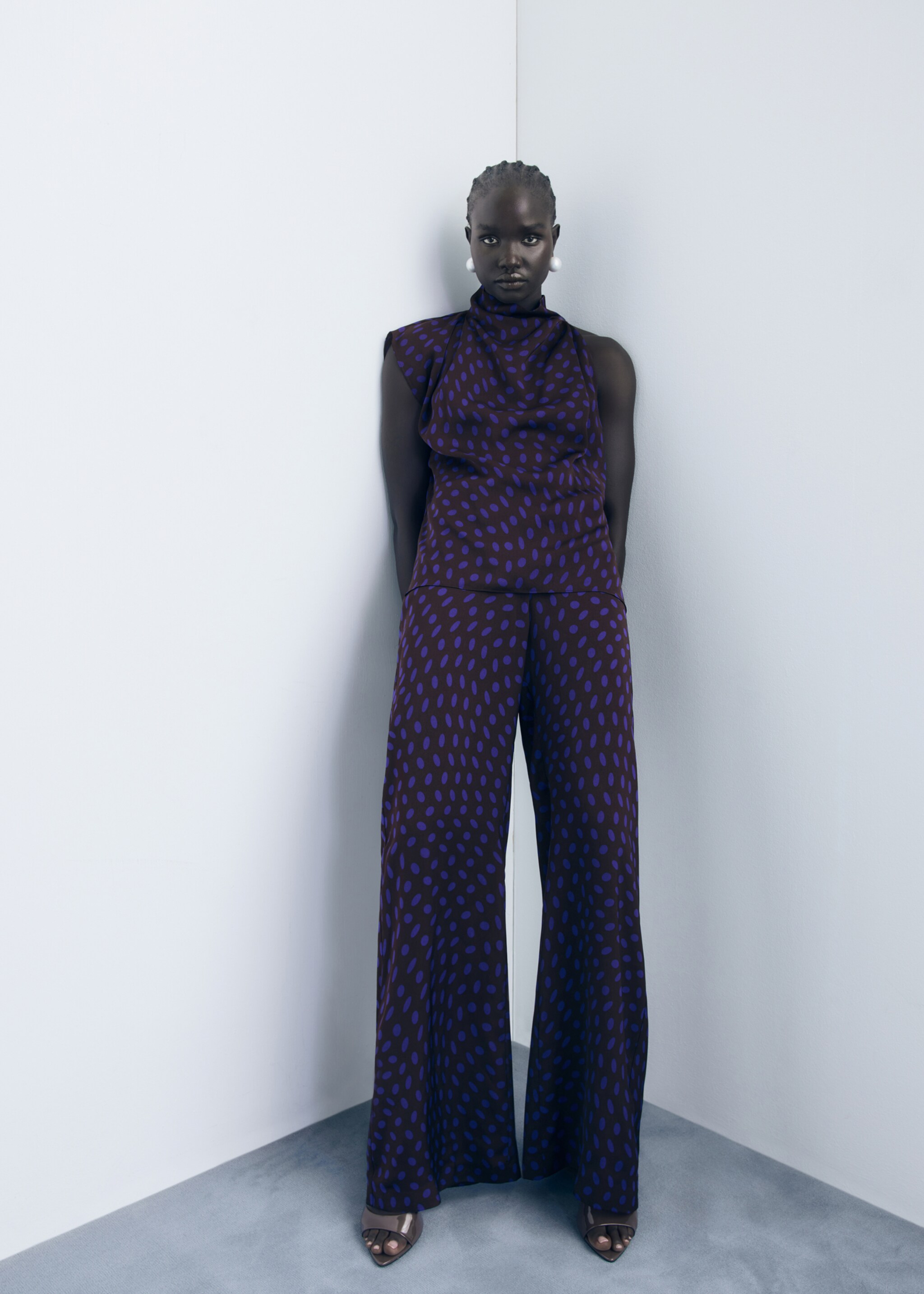 Polka dots flare trousers - General plane, Brown. Ref: 17064445-00.